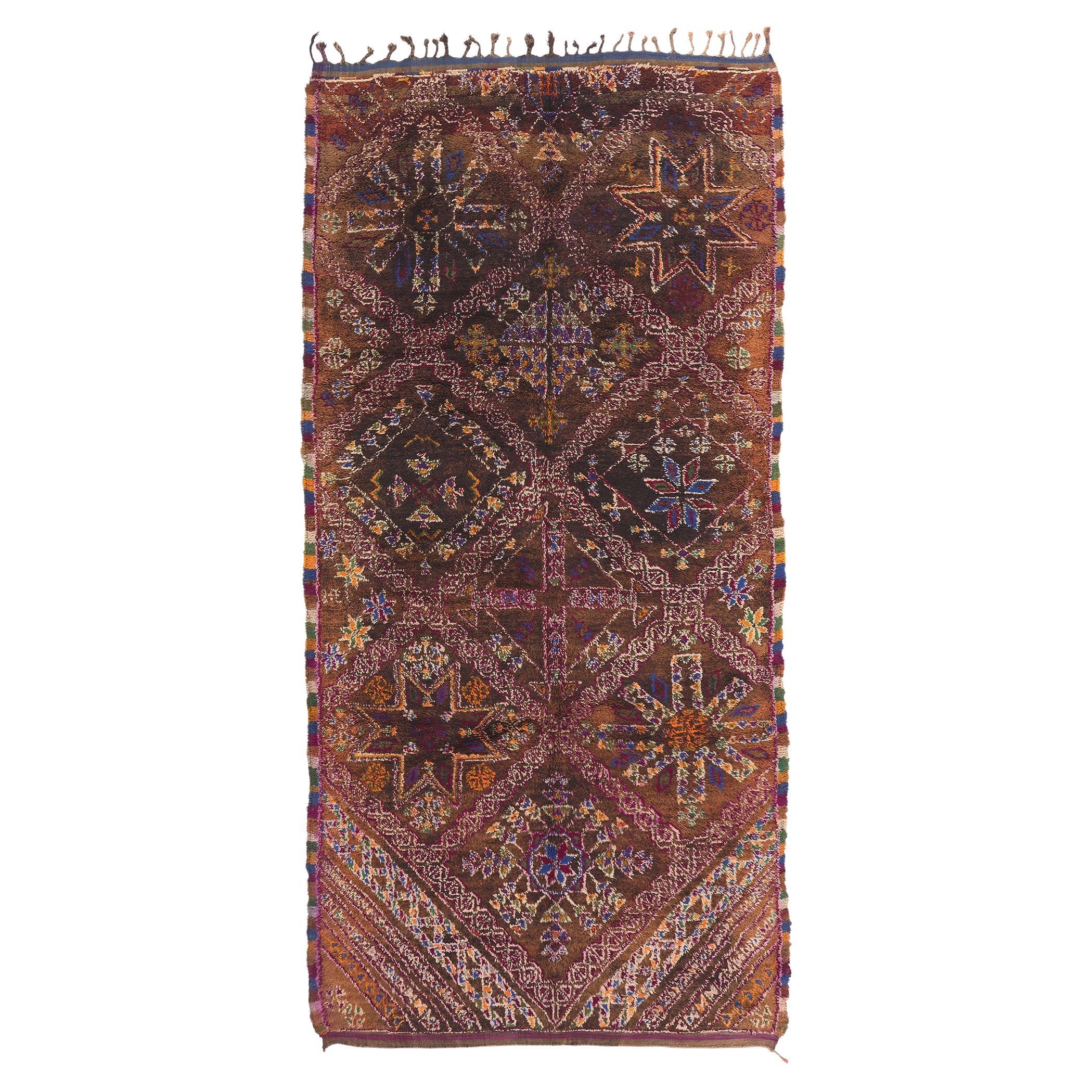 Vintage Brown Beni MGuild Moroccan Rug For Sale