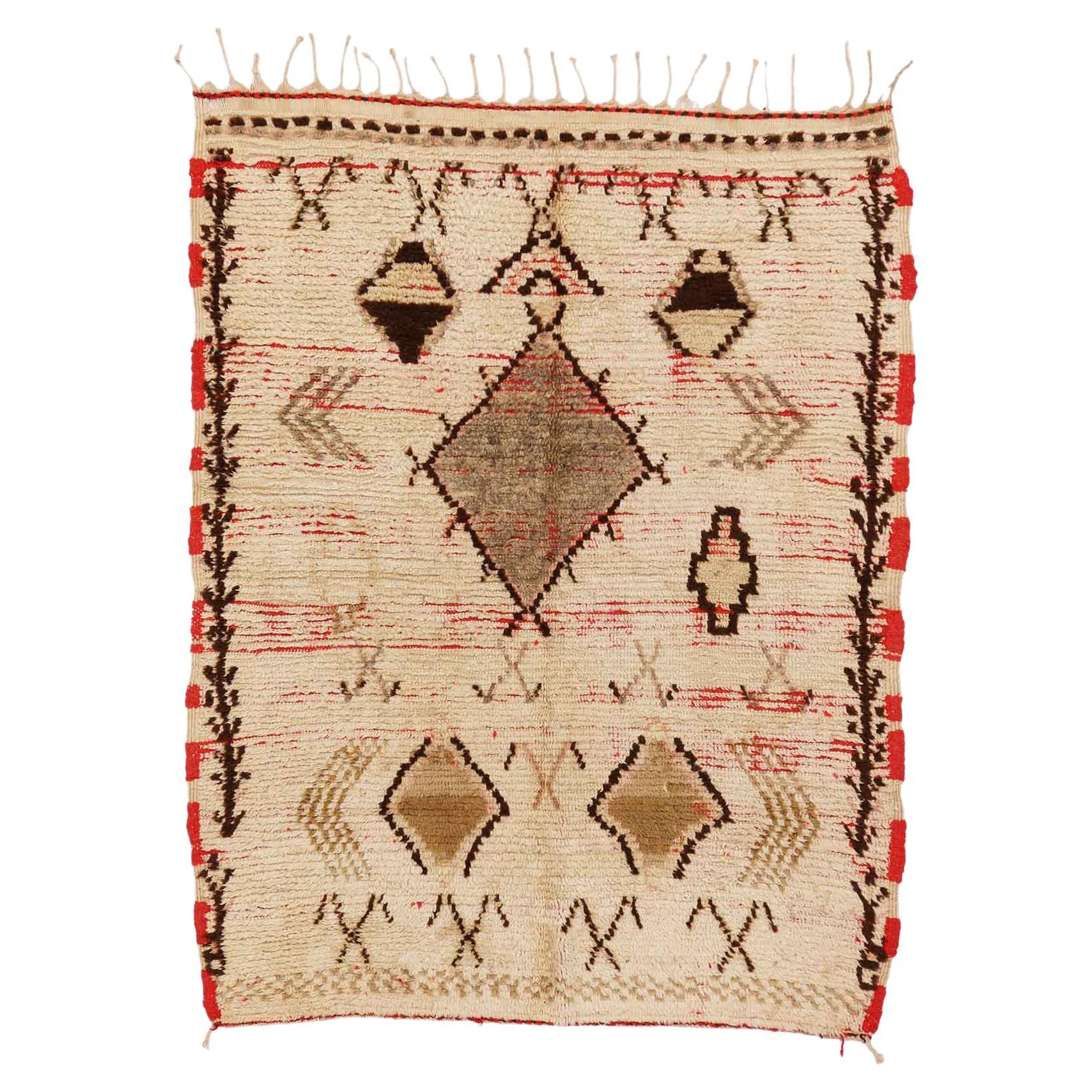 Alfombra marroquí azilal vintage de estilo tribal bohemio rústico en venta