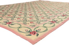 A Chintz Garden Trellis: Vintage Chinese Aubusson Masterpiece of Floral Grandeur