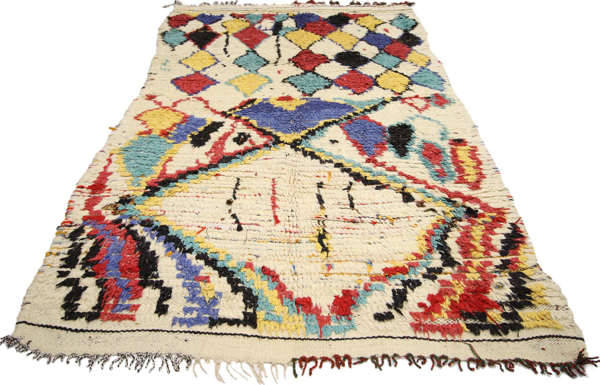 Hand-Knotted Vintage Moroccan Azilal Rug, Tribal Style Berber Moroccan Rug