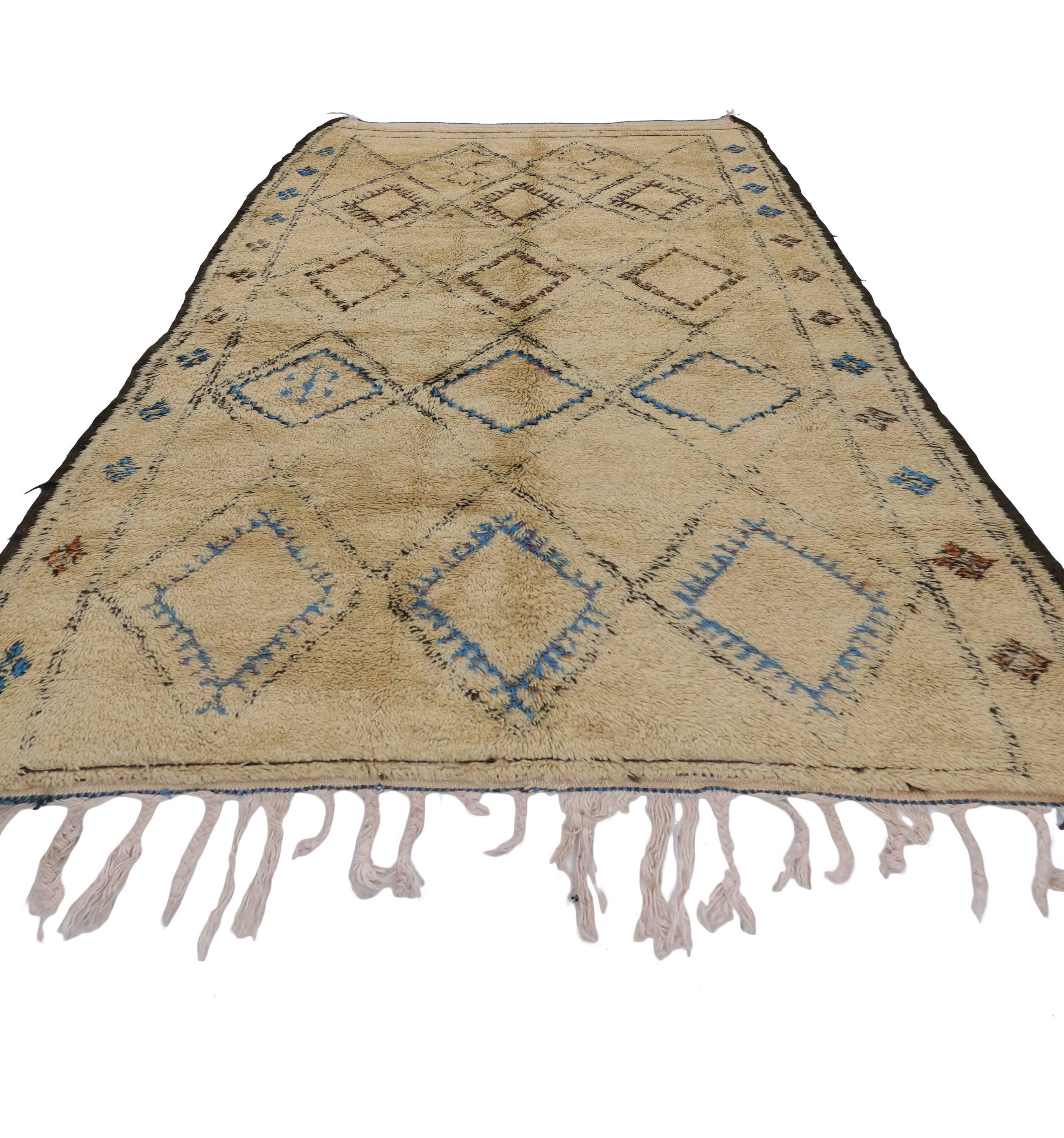 Vintage Beni Ourain Moroccan Rug with Tribal Boho Chic Style 2