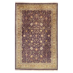 Vintage Aubergine Indian Palatial Carpet, 11'03 x 17'08