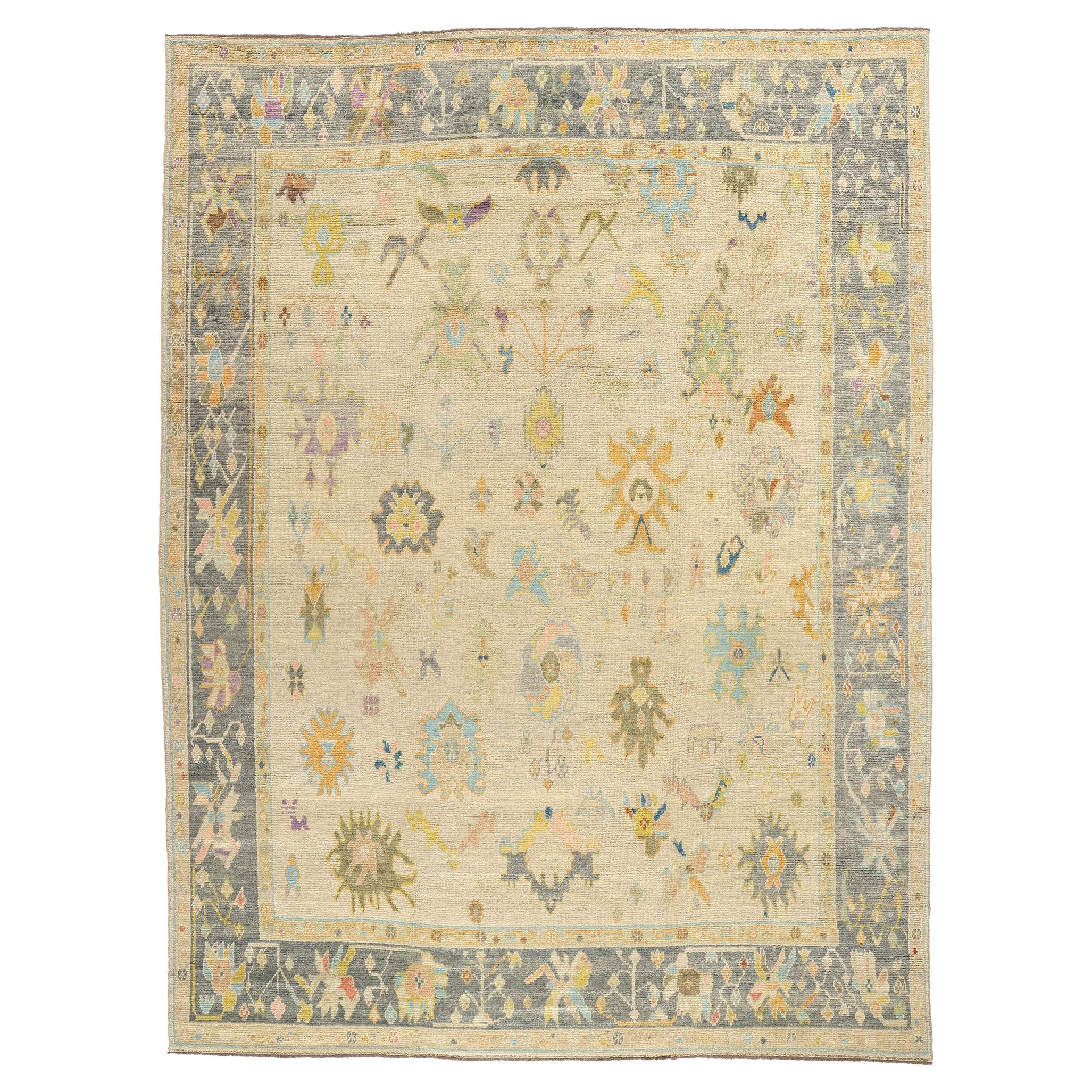 New Colorful Turkish Oushak Carpet with Modern Style