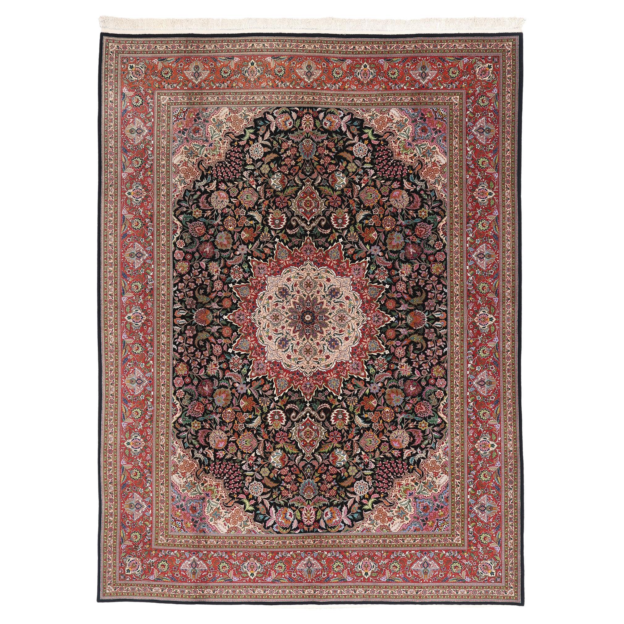 Vintage Chinesisch Persisch Tabriz Design Teppich mit viktorianischen Barock-Stil im Angebot