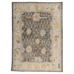 The Lattice Garden: An Organic Modern Turkish Oushak Rug of Biophilic Elegance