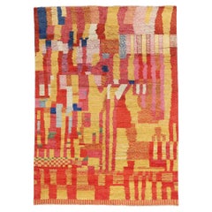 Marokkanischer Farbblock-Teppich mit abstraktem kubistischem Stil, inspiriert von Paul Klee