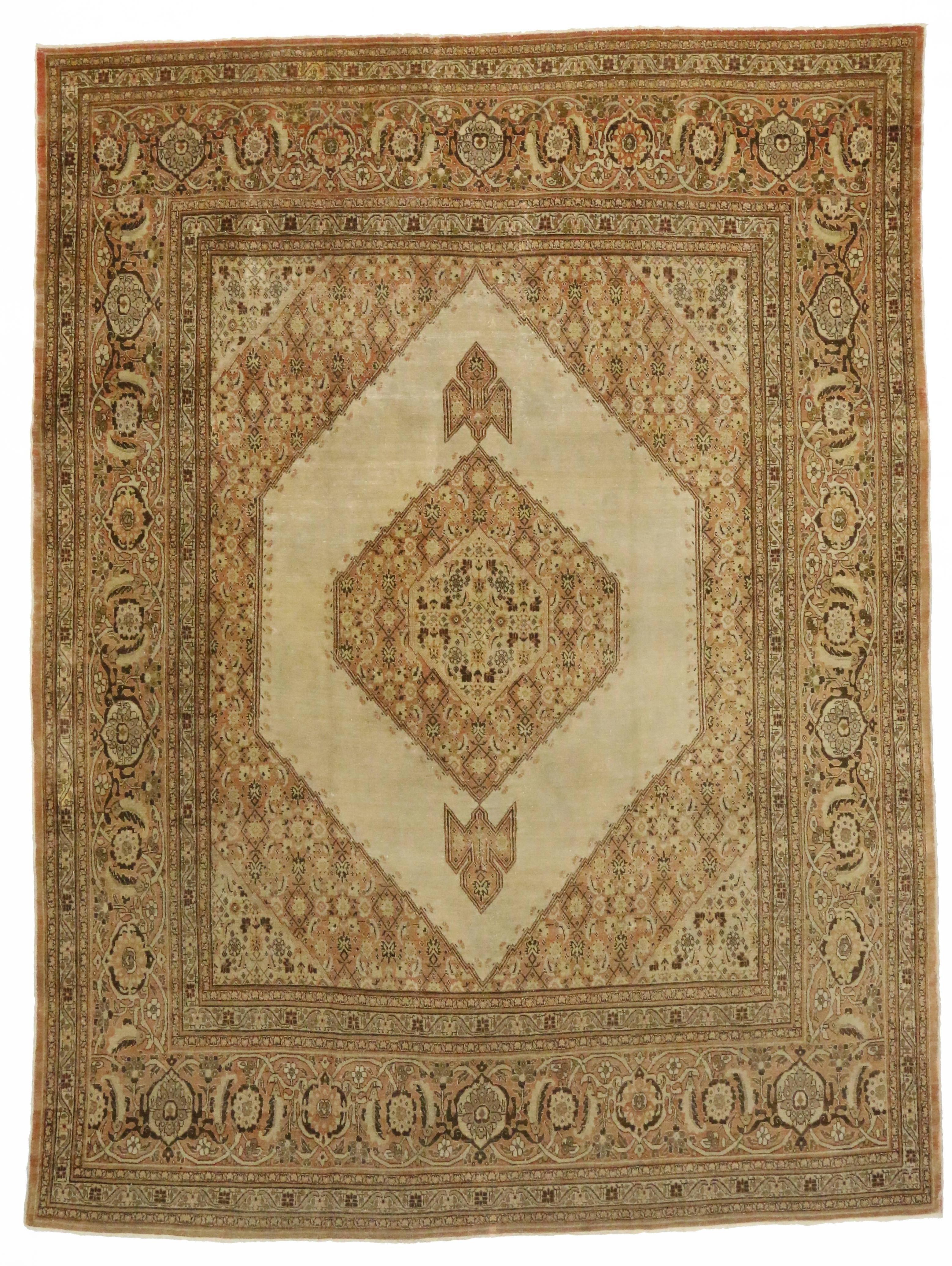 Wool Haji Khalili Antique Persian Tabriz Rug, 09'05 x 12'07 For Sale