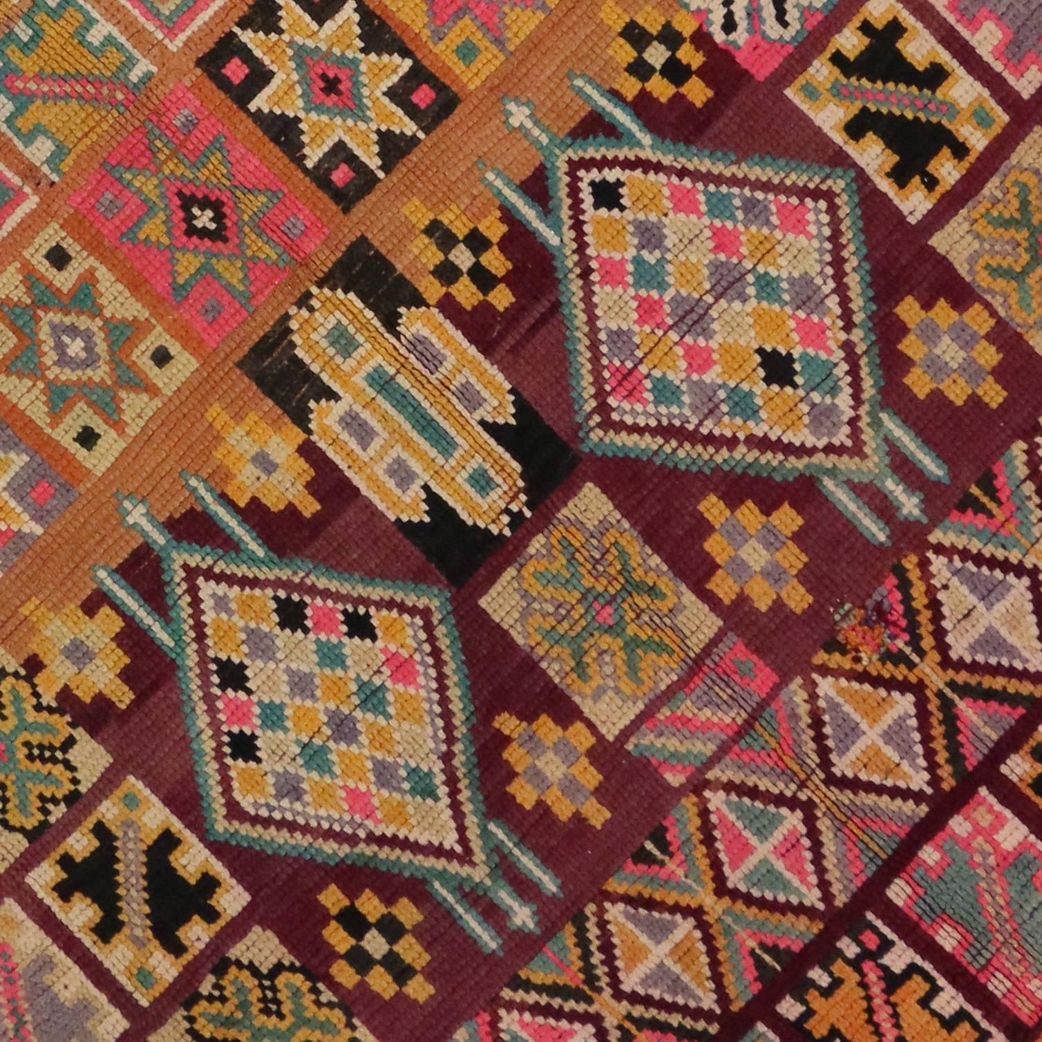Vintage Berber Moroccan Boujad Rug with Bohemian Postmodern Style 1