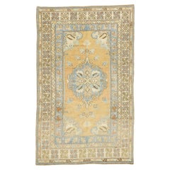 The Sunlit Aurelian: A Vintage Turkish Oushak Masterpiece of Radiant Grace