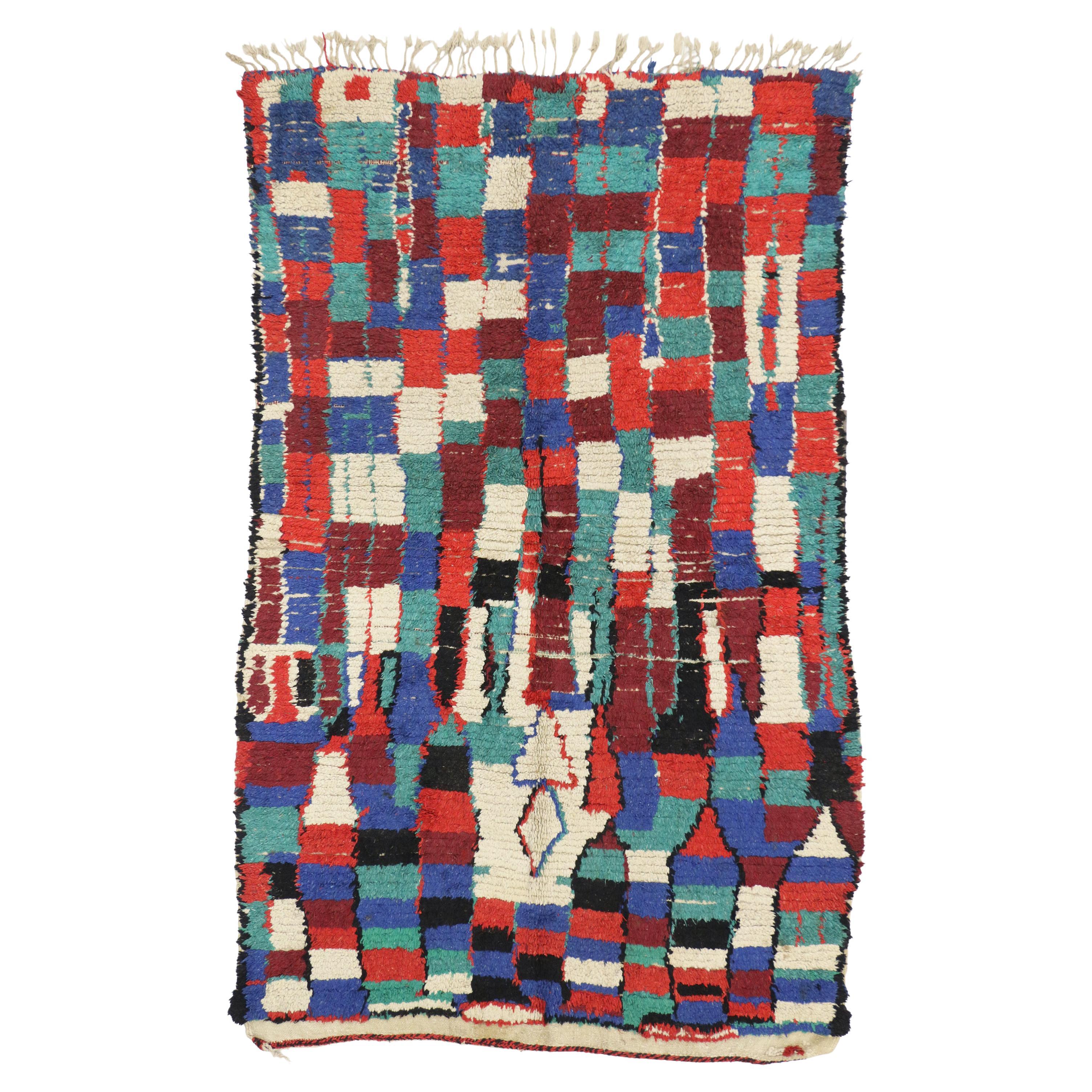 Marokkanischer Azilal-Teppich aus Berber mit Farbblock-Design im Angebot