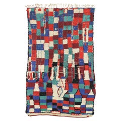 Vintage Berber Moroccan Azilal Rug with Color Block Design