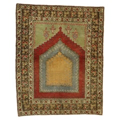 The Anatolian Sanctuary: A Vintage Turkish Oushak Masterpiece of Sacred Grace