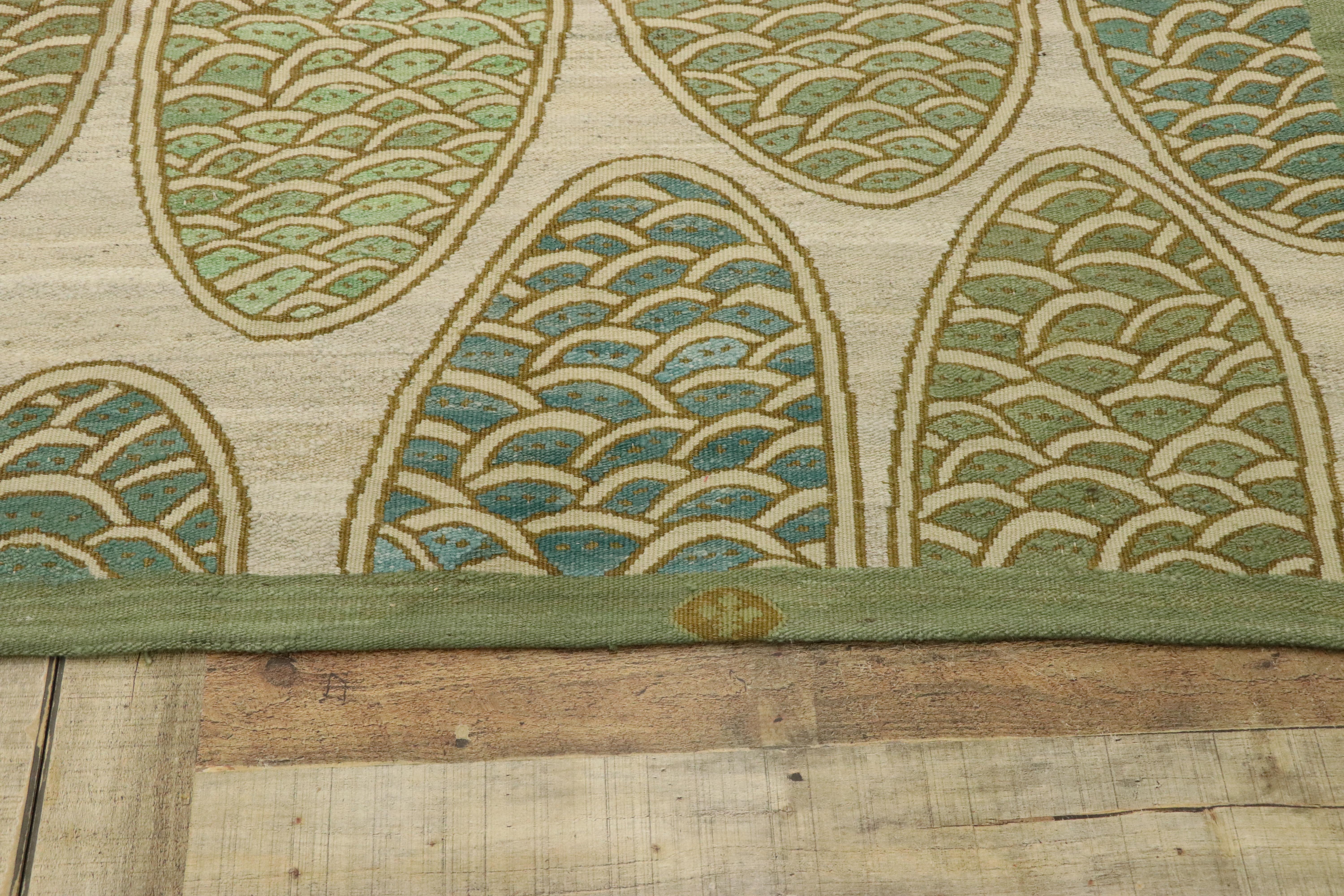 Antiker französischer Aubusson Art Deco-Teppich im Art déco-Stil mit biophilem Design (20. Jahrhundert) im Angebot