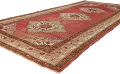 The Imperial Rosettes: A Vintage Turkish Oushak Masterpiece of Timeless Elegance