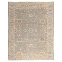 New Modern Turkish Oushak Carpet with Transitional Style