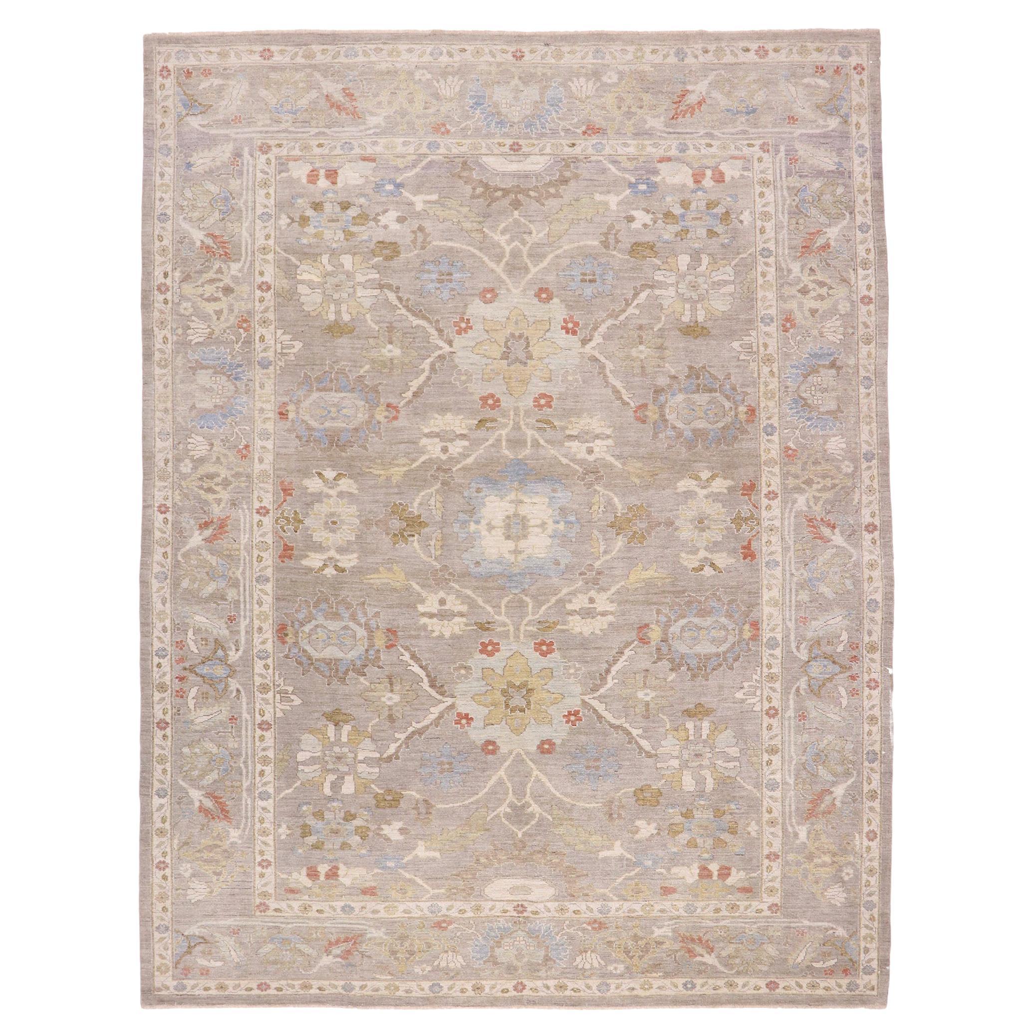 Contemporary Grey Persian Sultanabad Rug For Sale