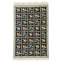 The Scholar’s Garden: A Vintage Chinese Kilim Masterpiece of Poetic Elegance