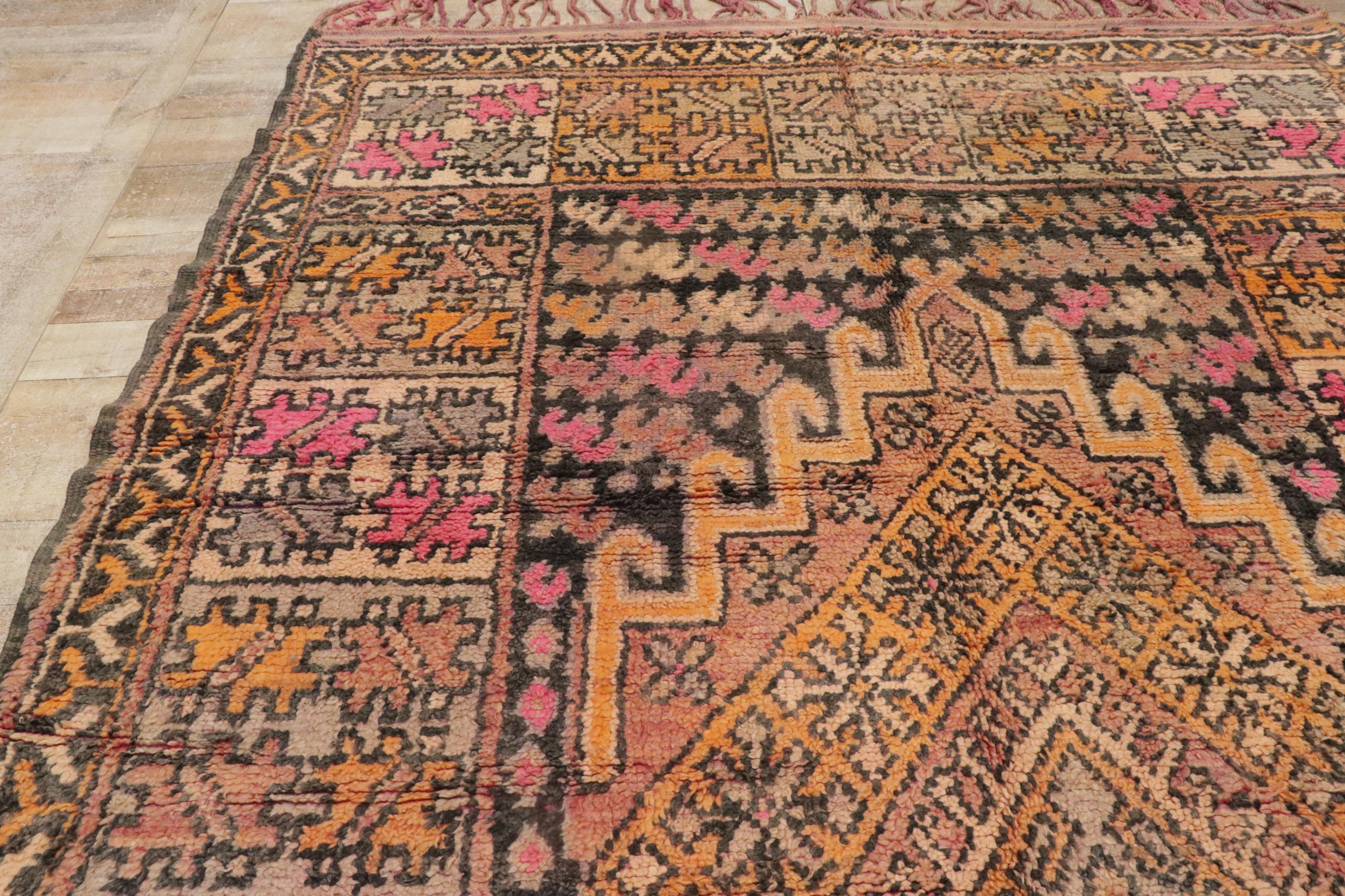 Alfombra Bereber Boujad Marroquí de los 80 con Estilo Bohemio en venta 8