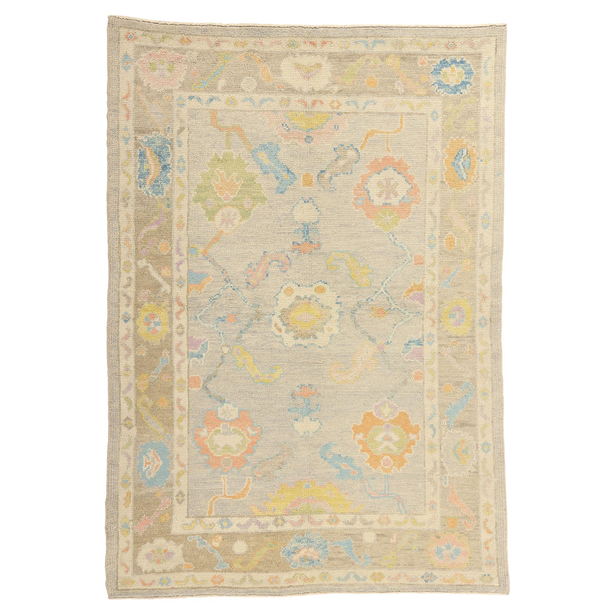 New Contemporary Colorful Turkish Oushak Rug