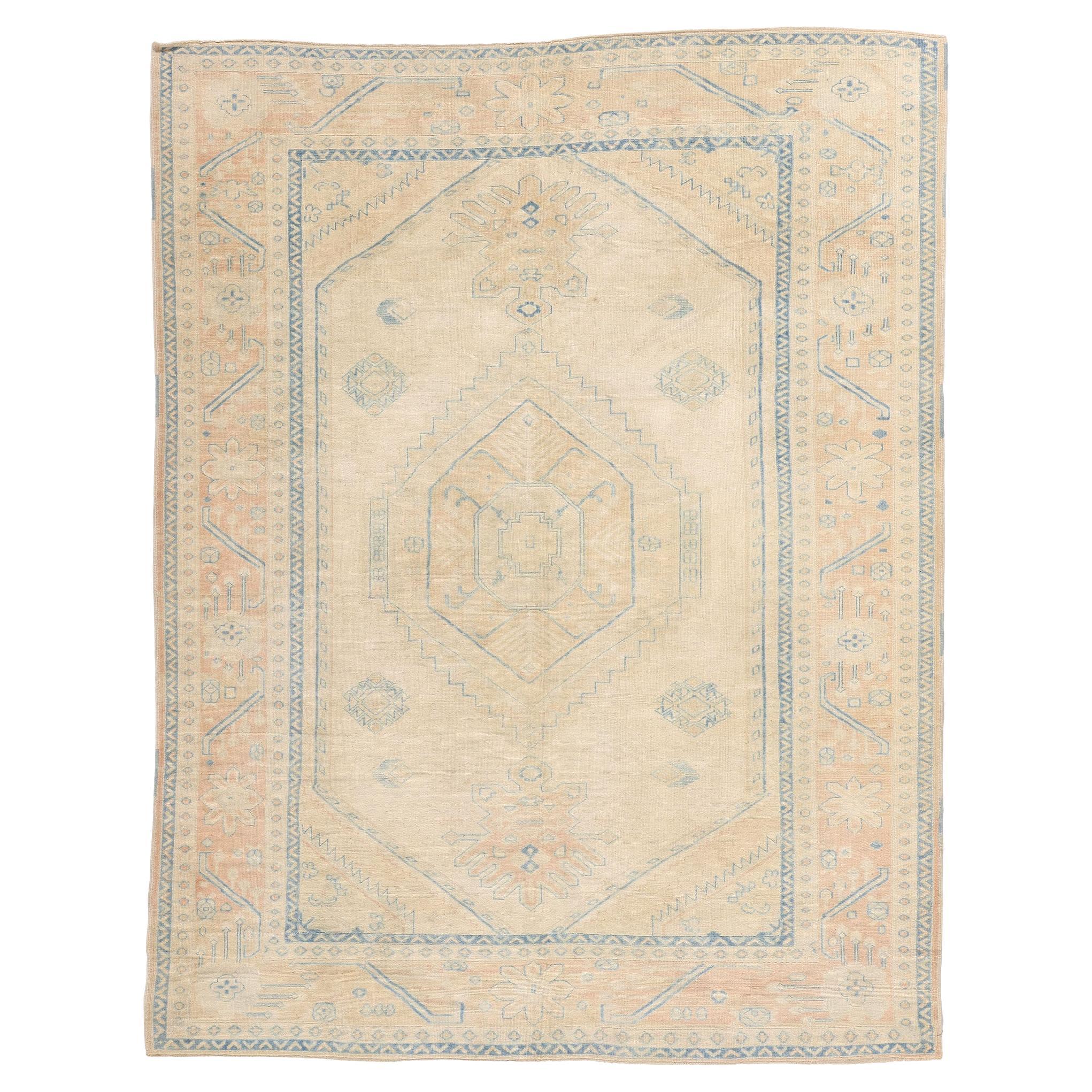 1970's Muted Turkish Oushak Carpet with Modern Style
