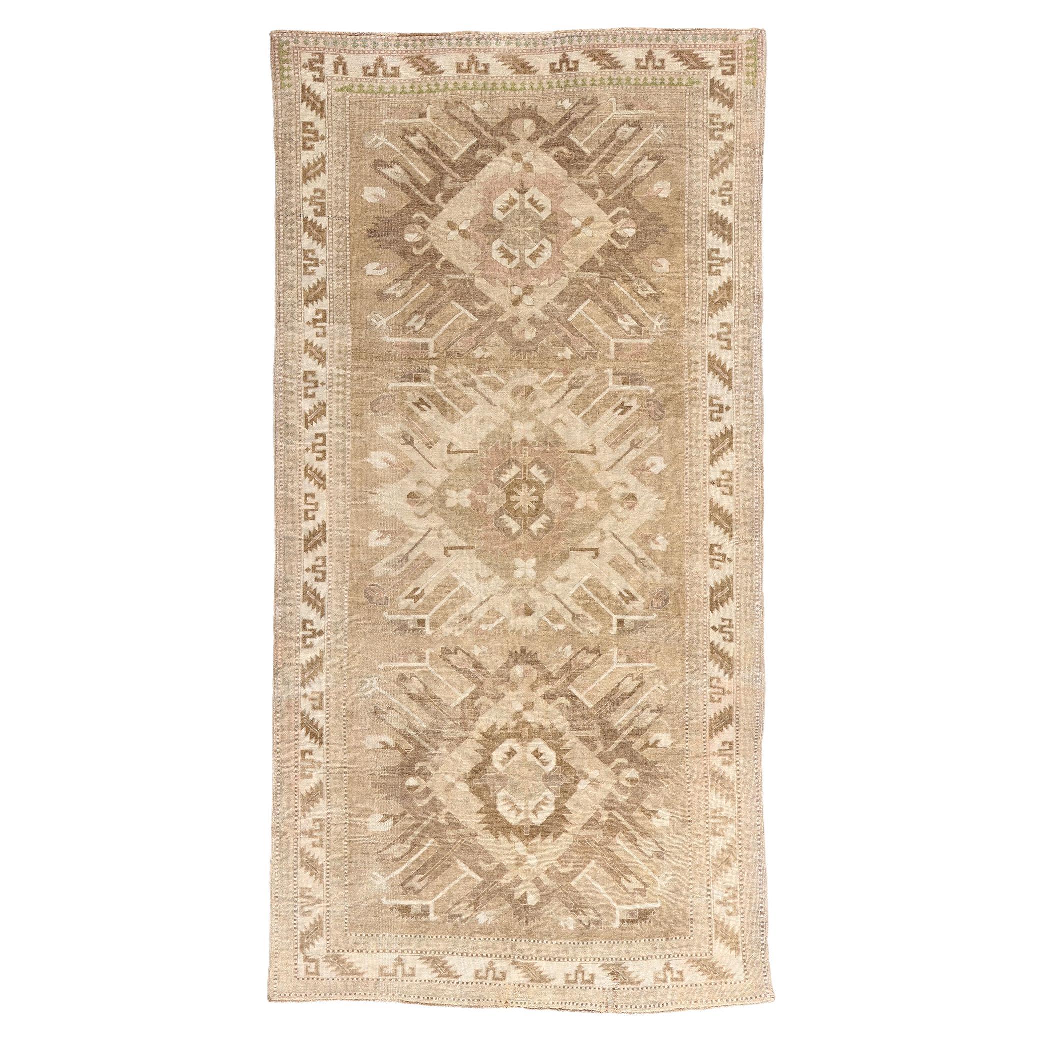 Vintage Turkish Kars Rug, Earth-Tone Elegance Meets Tribal Enchantment