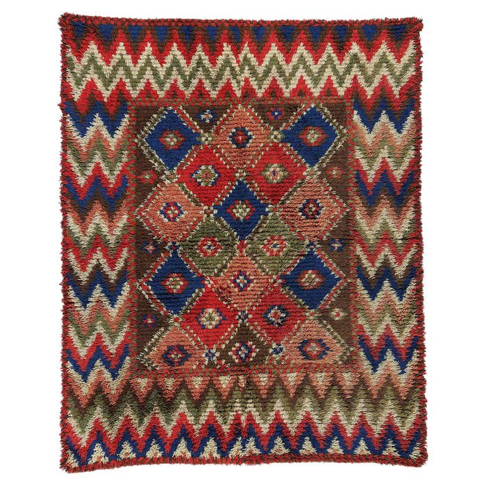 Vintage Finnish Rya Ryijy Rug For Sale at 1stDibs
