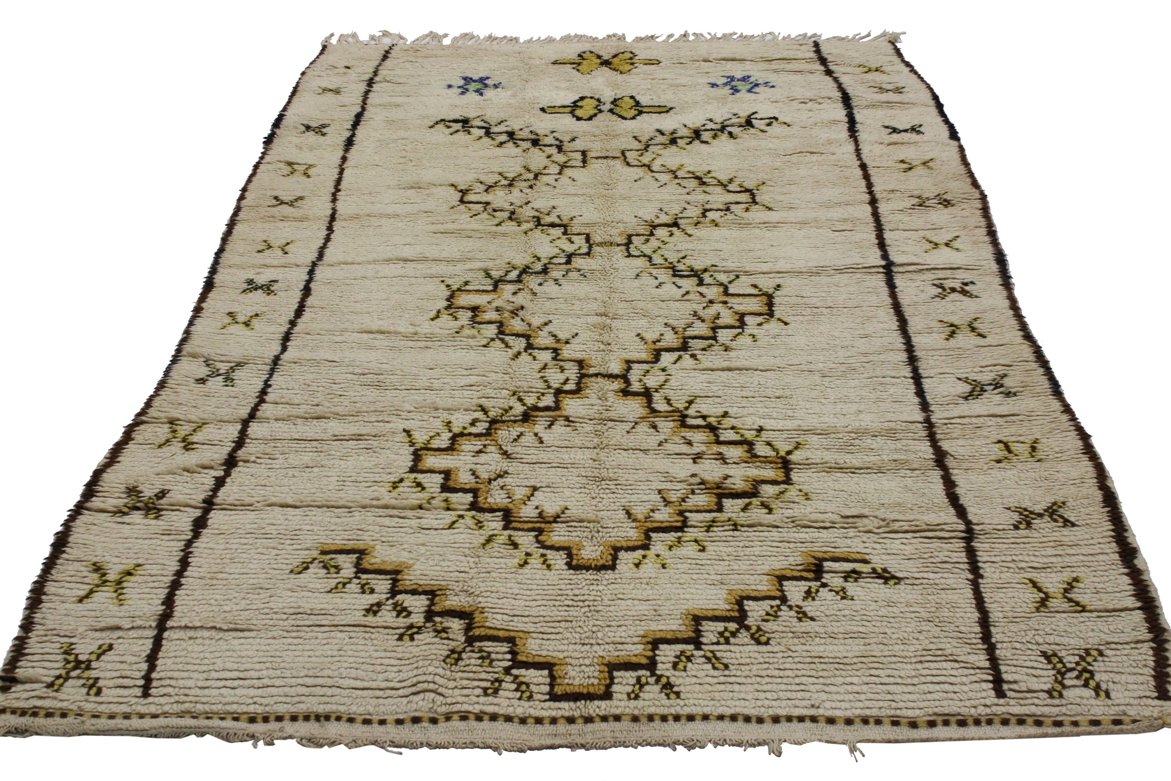 Bohemian Vintage Berber Moroccan Azilal Rug with Tribal Boho Chic Style
