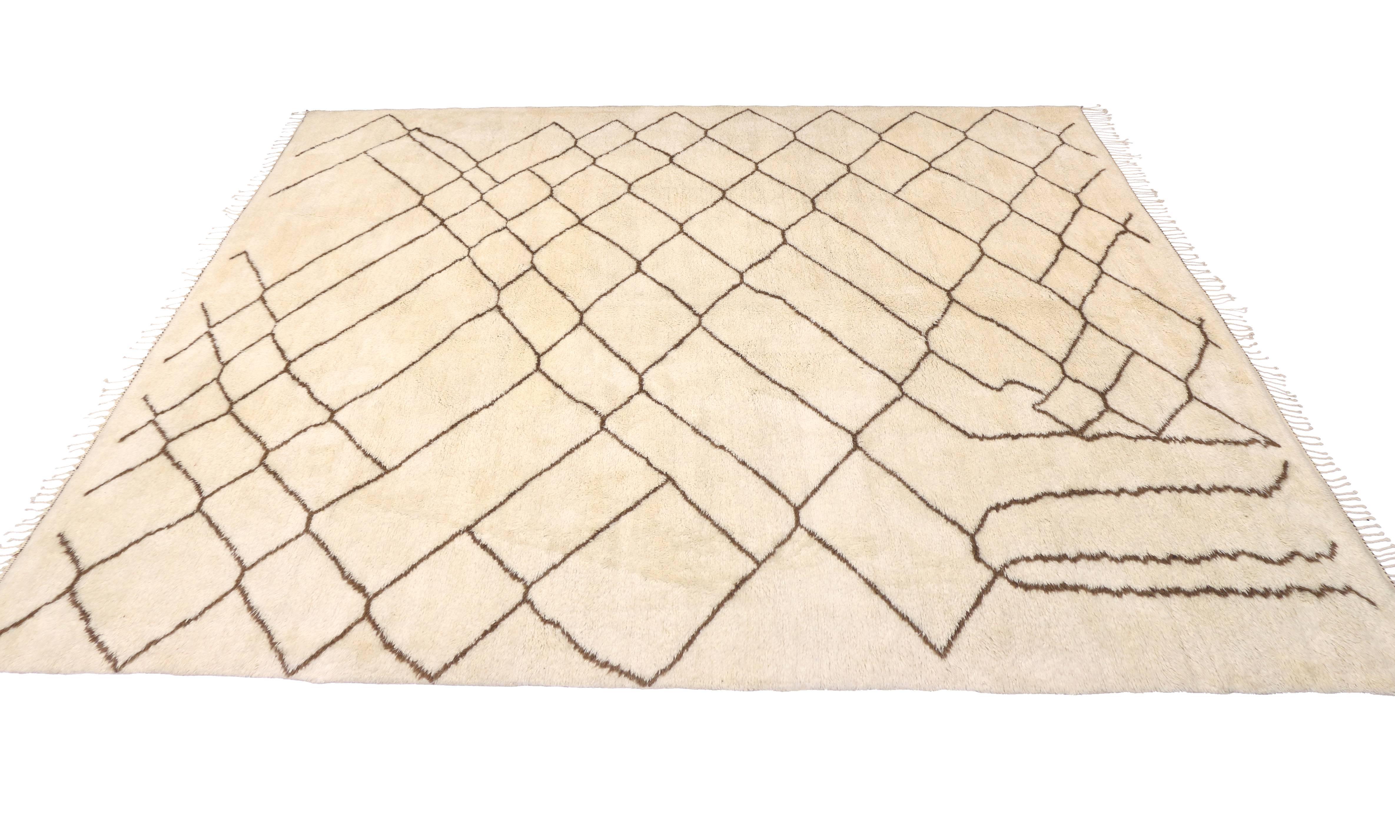 Hand-Knotted Contemporary Moroccan Area Rug with Modern Design