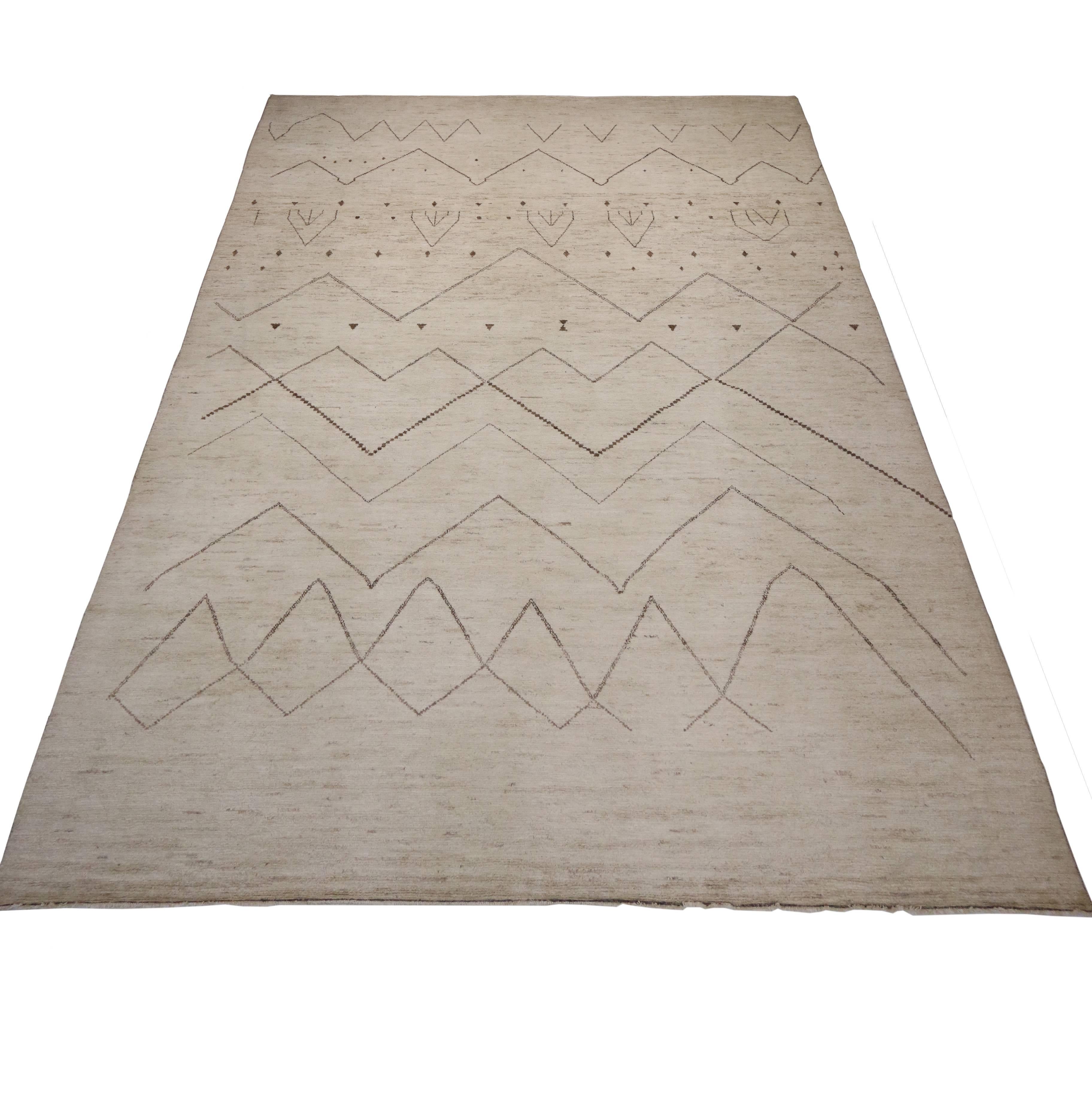 Pakistani Contemporary Moroccan Style Oversize Rug with Tribal Design