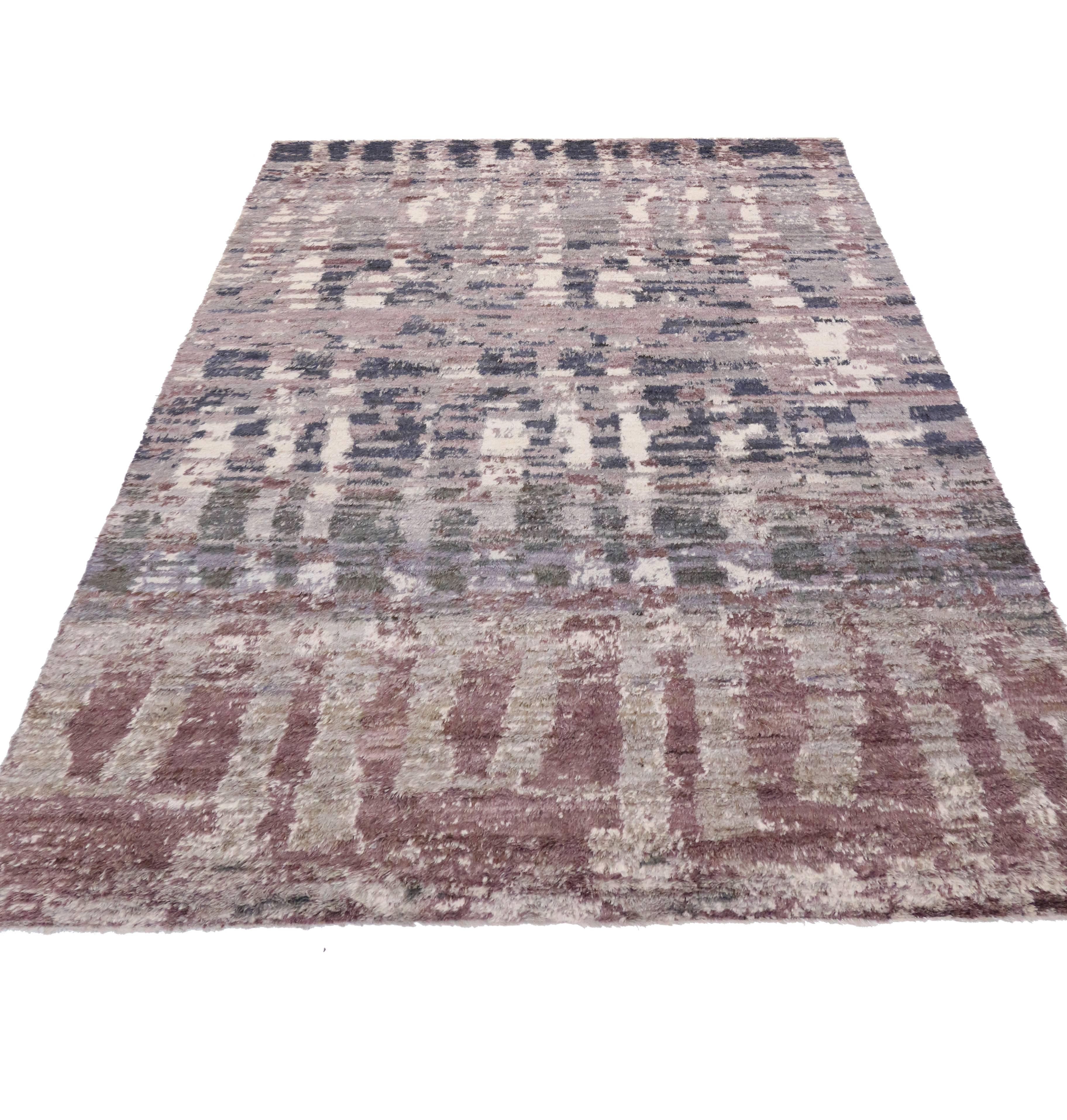 Tribal Contemporary Moroccan Style Area Rug with Postmodern Memphis Style