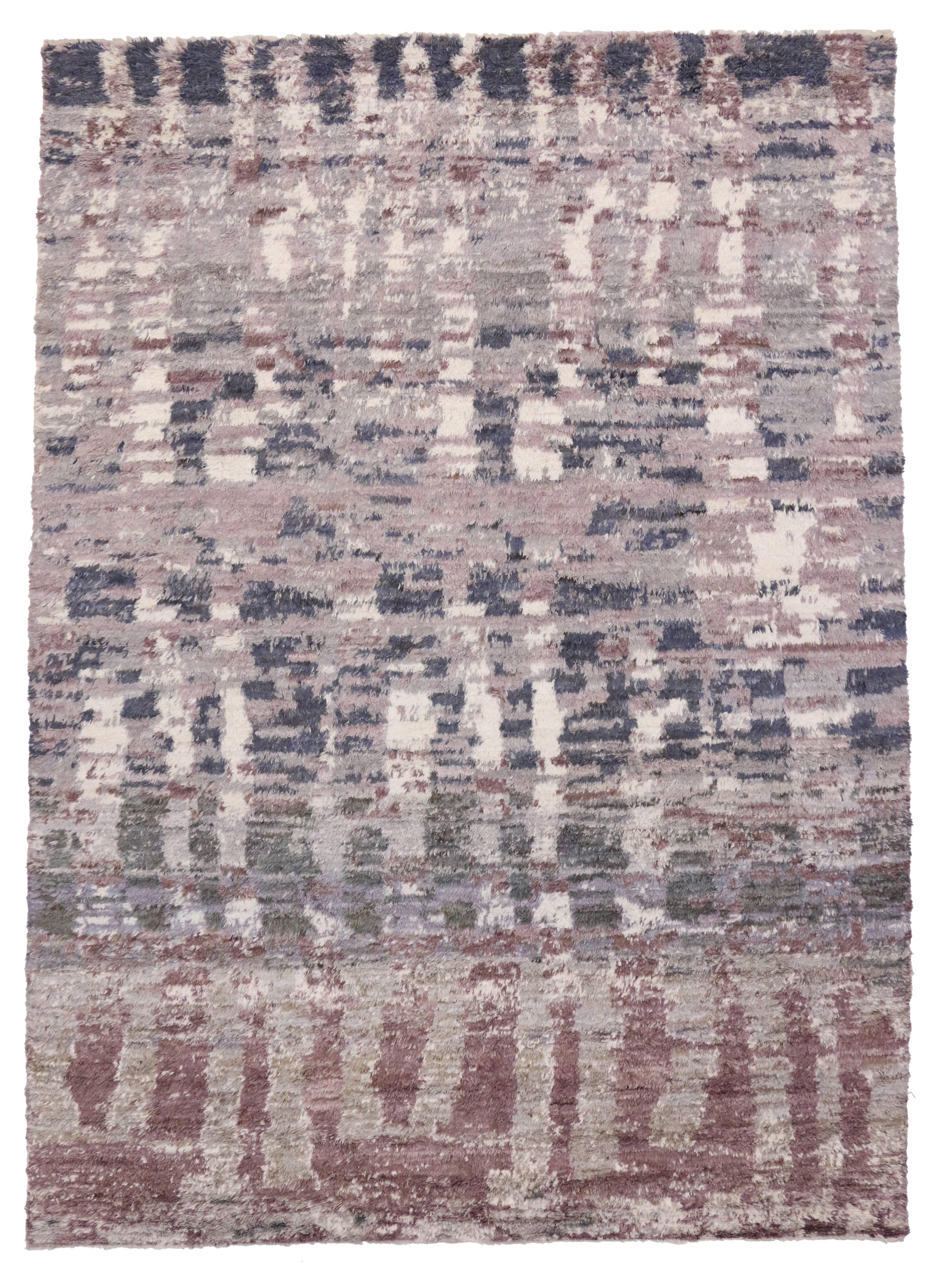 Wool Contemporary Moroccan Style Area Rug with Postmodern Memphis Style