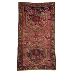 1920's Antique Pink Rose Caucasian Karabakh Carpet