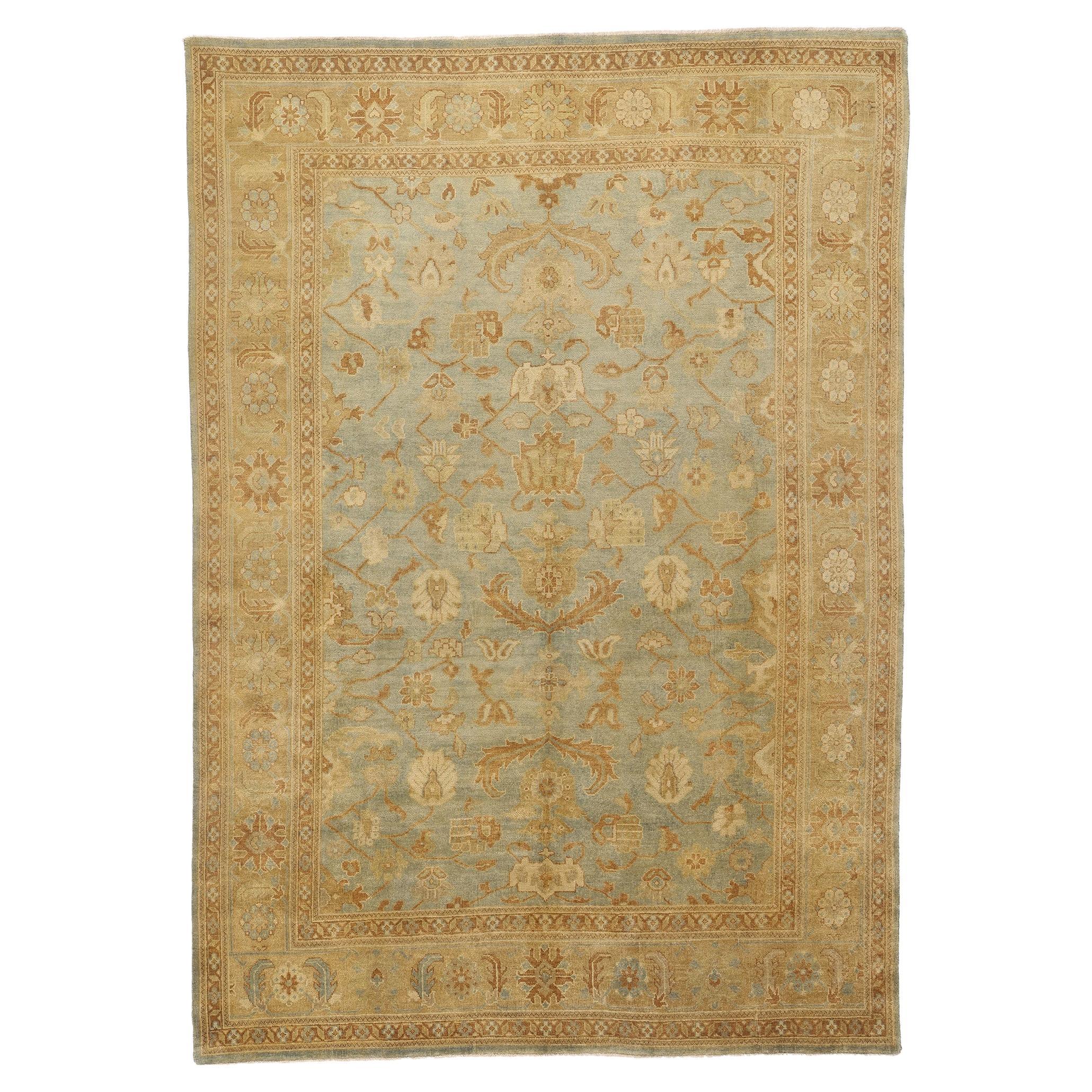 Neuer Vintage-inspirierter Oushak-Teppich mit erdfarbenen Farben