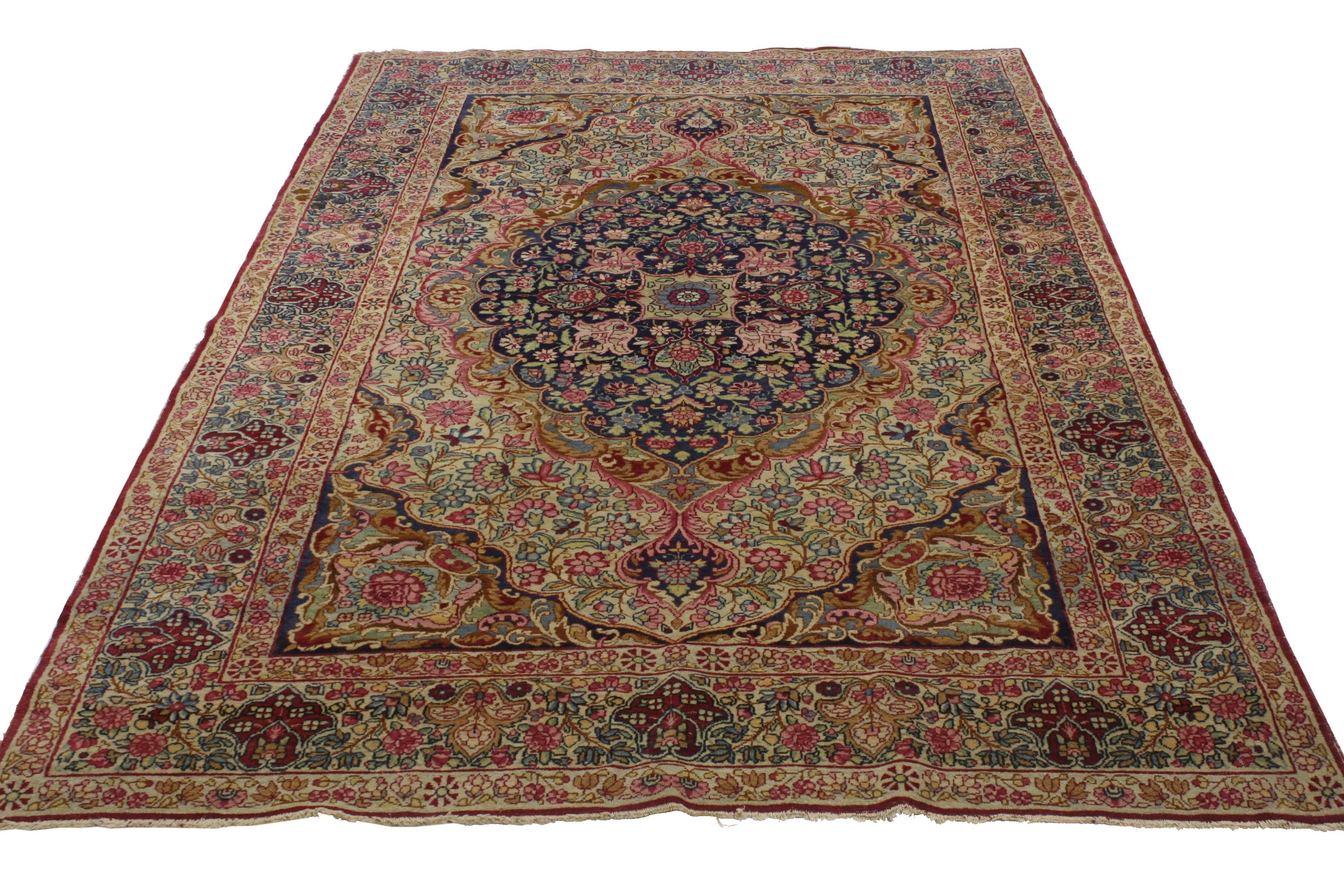 Hand-Knotted Late 19th Century Antique Persian Kermanshah Rug with Art Nouveau Style