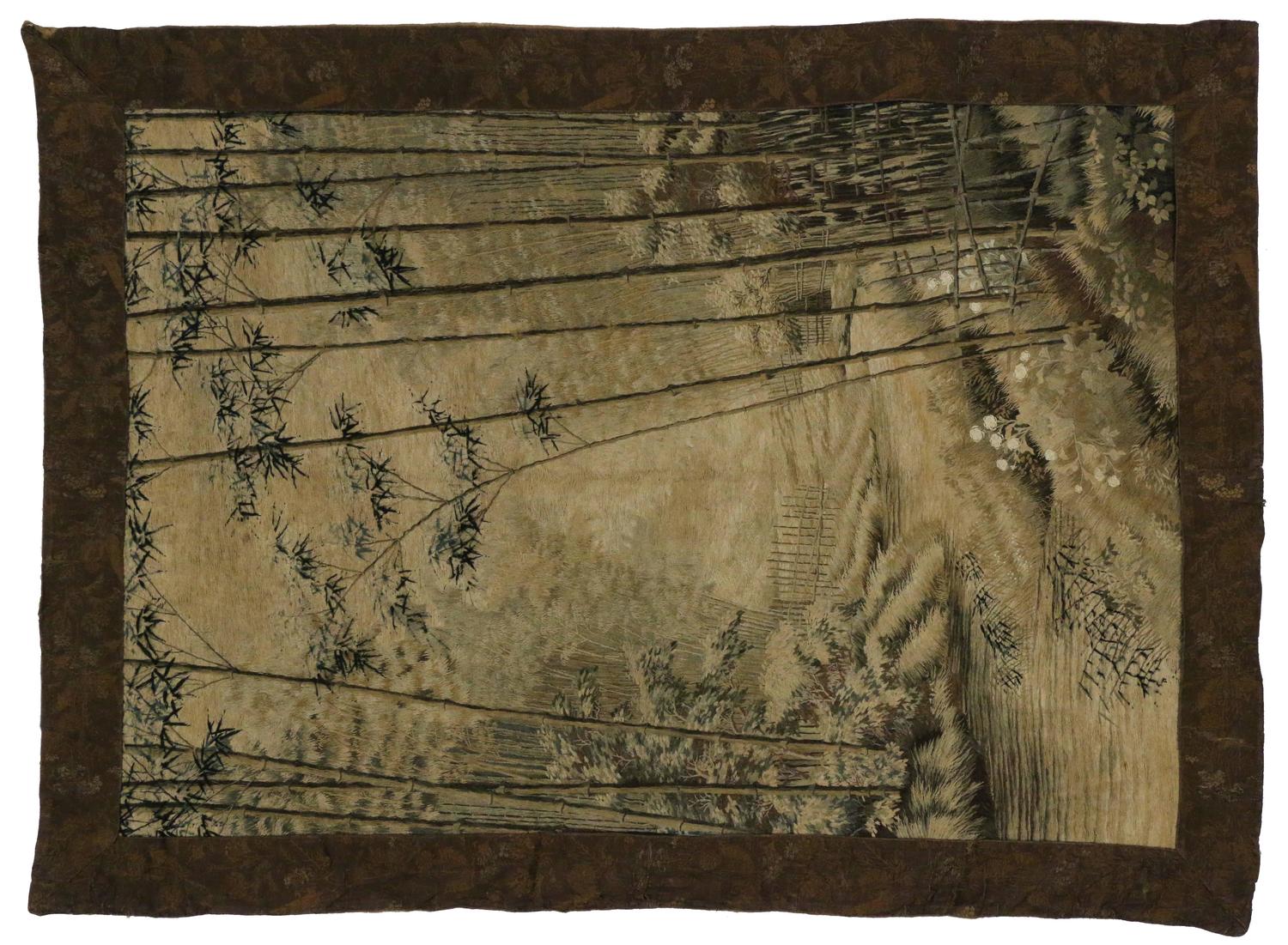 Antique Chinese Silk Embroidered Tapestry For Sale at 1stdibs
