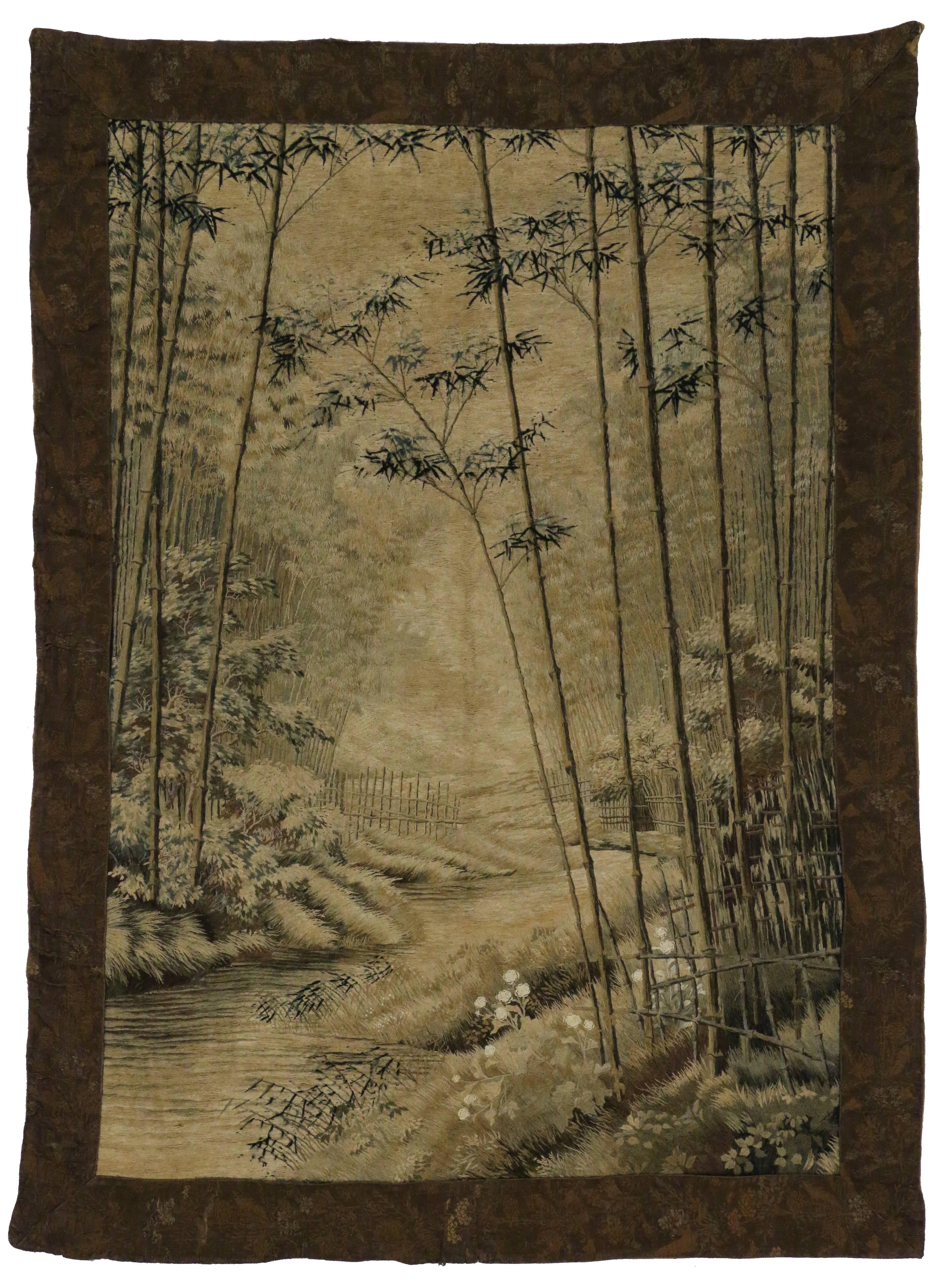 Chinese Chippendale Antique Chinese Silk Embroidered Tapestry