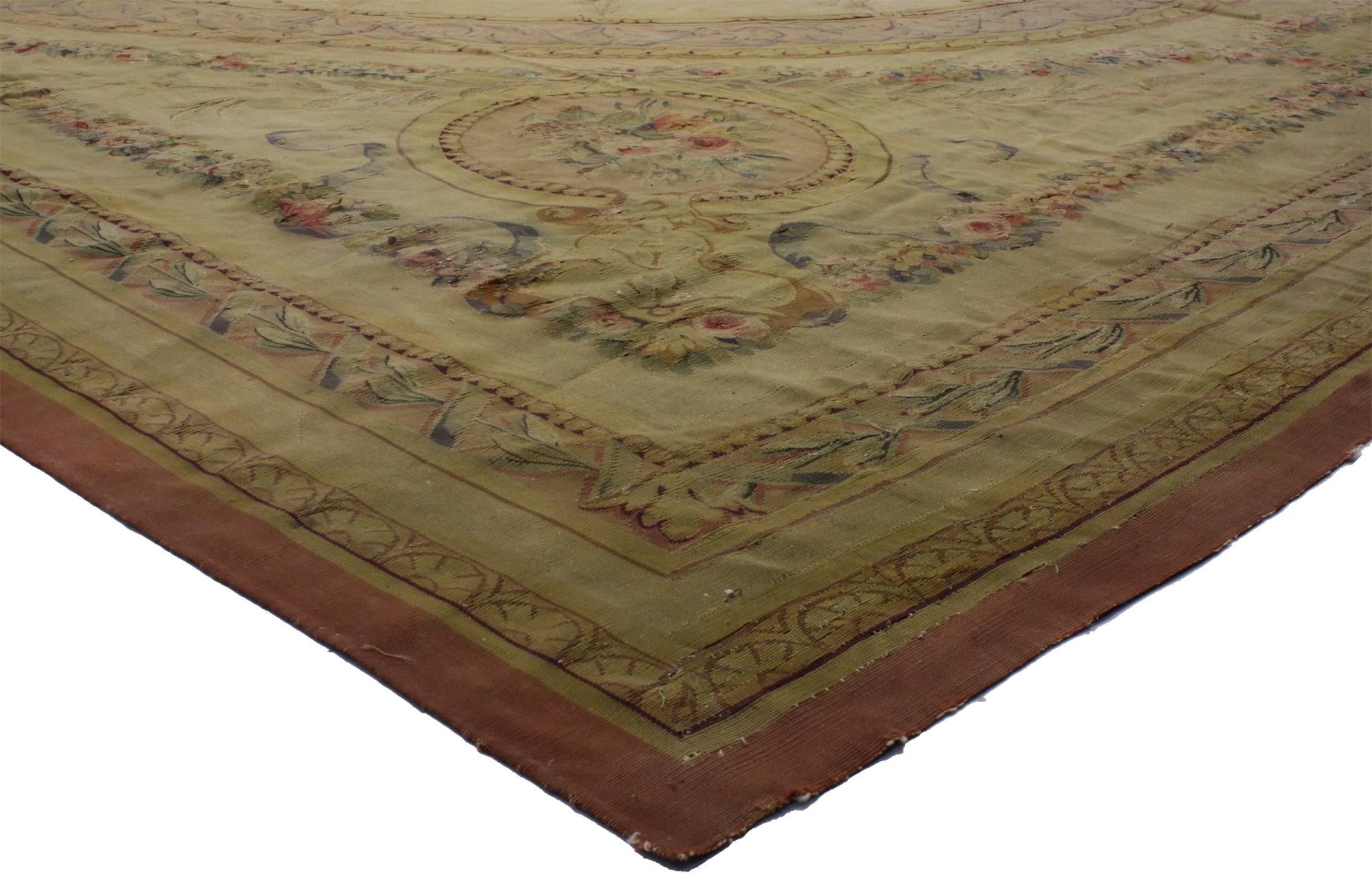 Late 19th Century Antique French Aubusson Rug with Louis XV Rococo