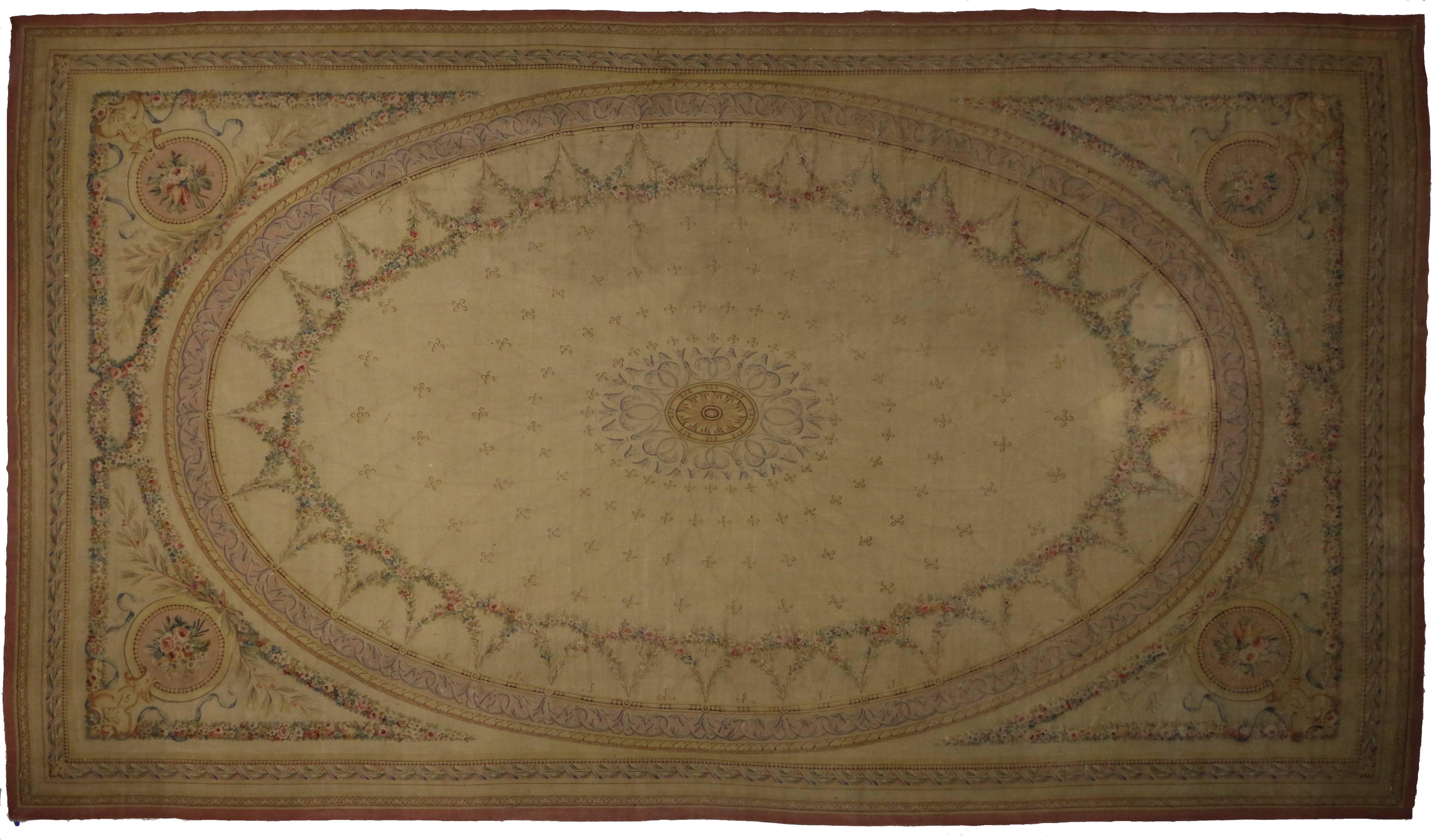 Late 19th Century Antique French Aubusson Rug with Louis XV Rococo