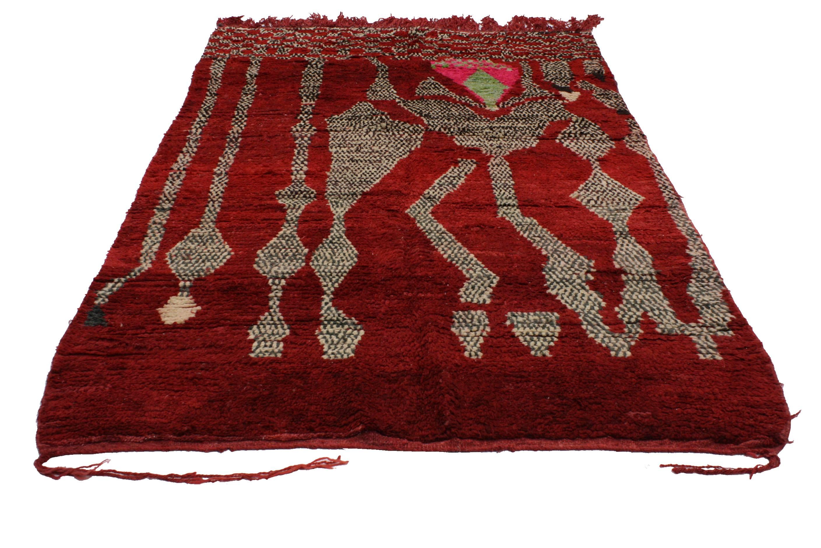 Mid-Century Modern Vintage Berber Moroccan Rug with Abstract Design