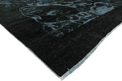 Hand-Carved Vintage Black Overdyed Persian Rug, 09'06 x 12'09