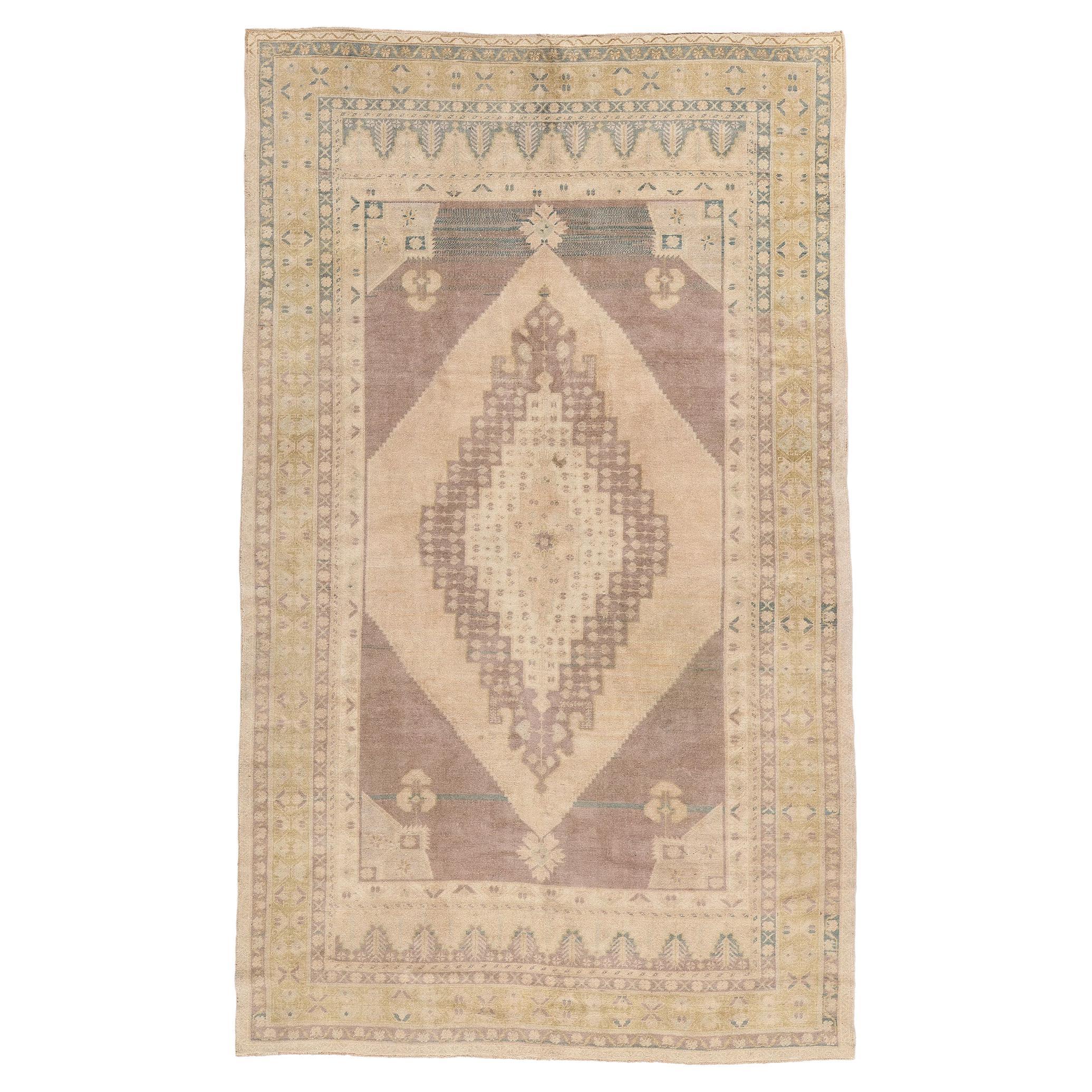 1970's Earth-Tone Turkish Oushak Carpet with Modern Style