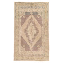 1970's Earth-Tone Turkish Oushak Carpet with Modern Style