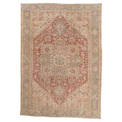 The Sovereign Garden: An Antique Persian Heriz Masterpiece of Timeless Grandeur
