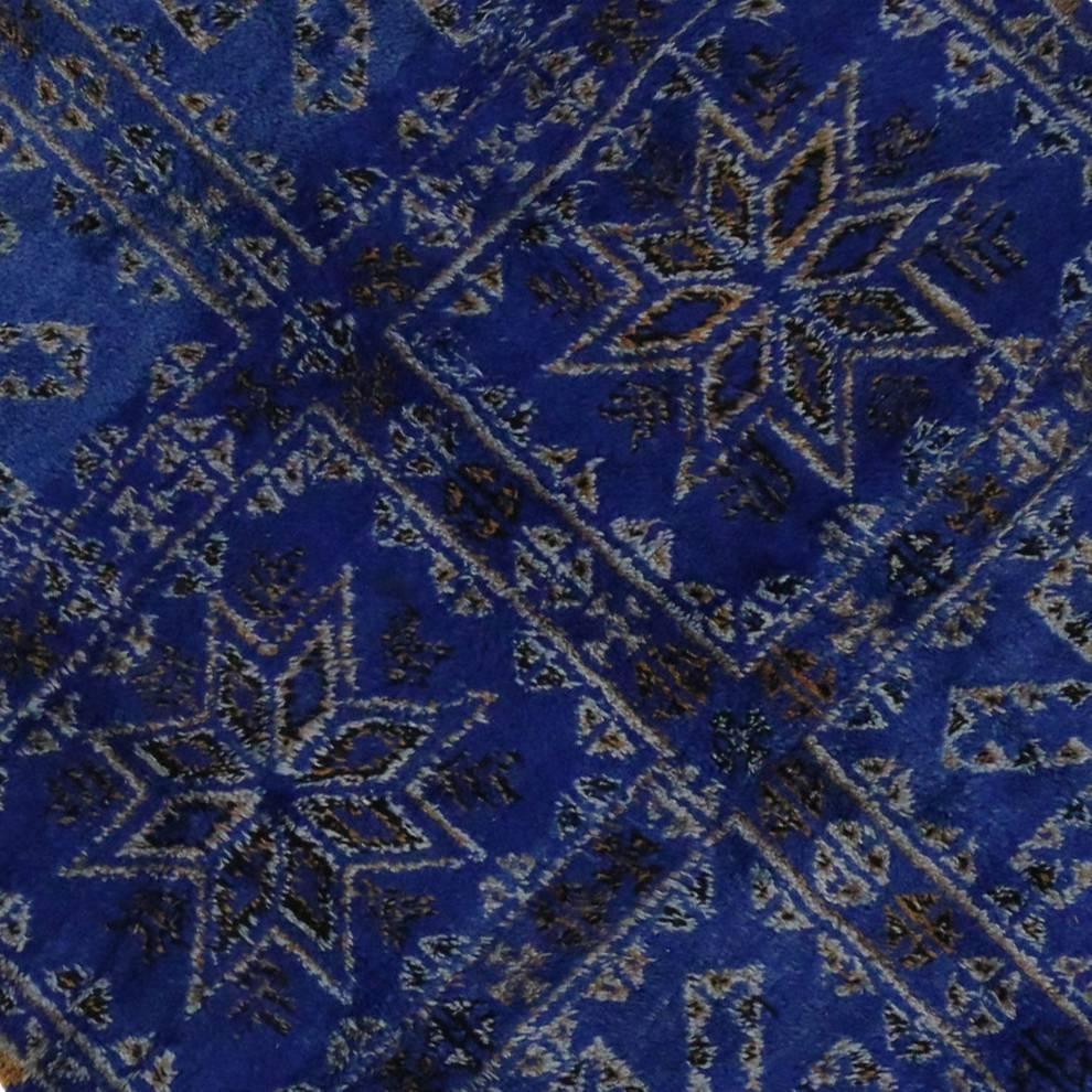 20th Century Cobalt Blue Vintage Moroccan Rug by Beni Ouarain