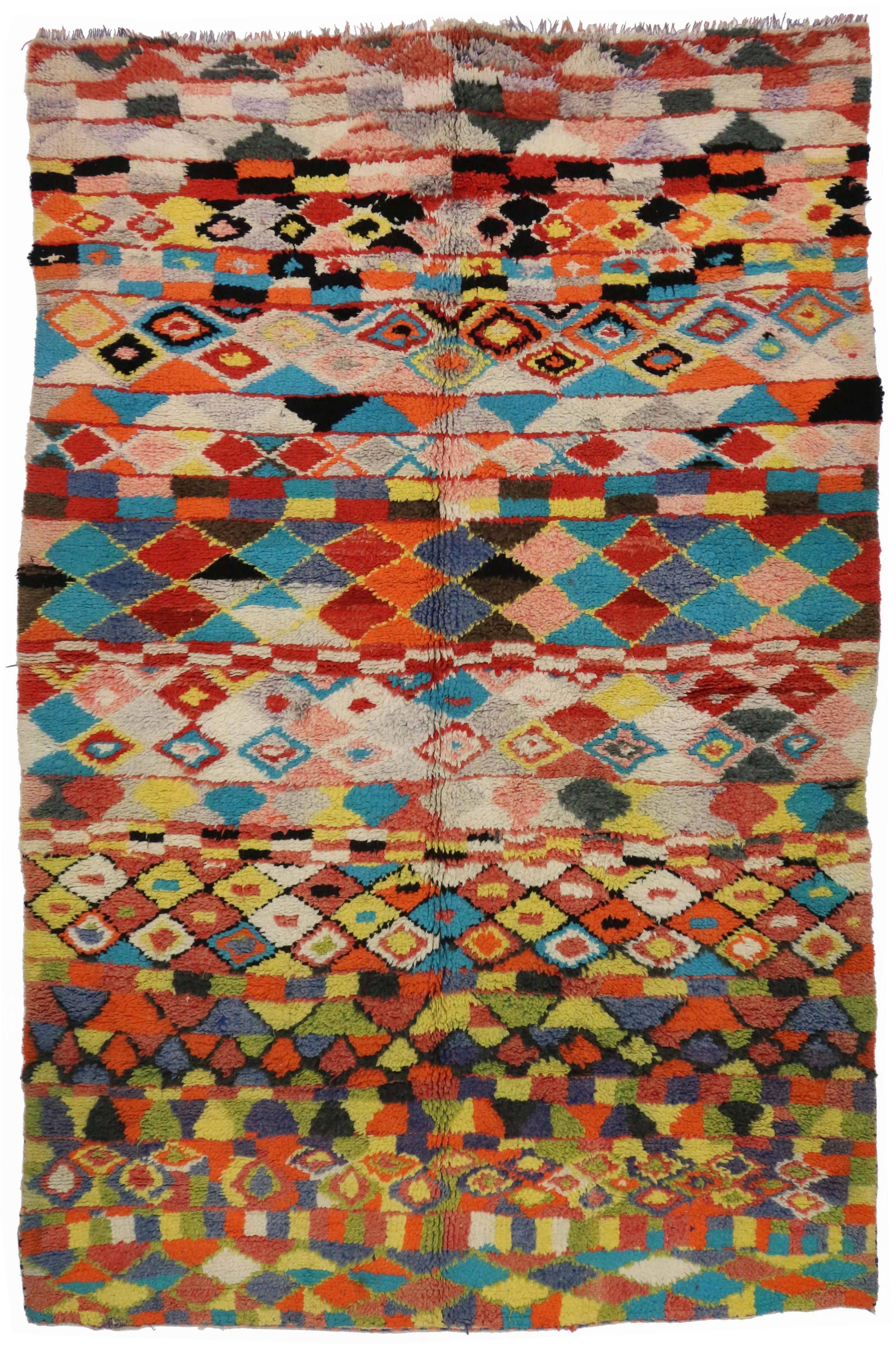 Vintage Moroccan Rug with Contemporary Abstract Design, Berber Moroccan Rug 1