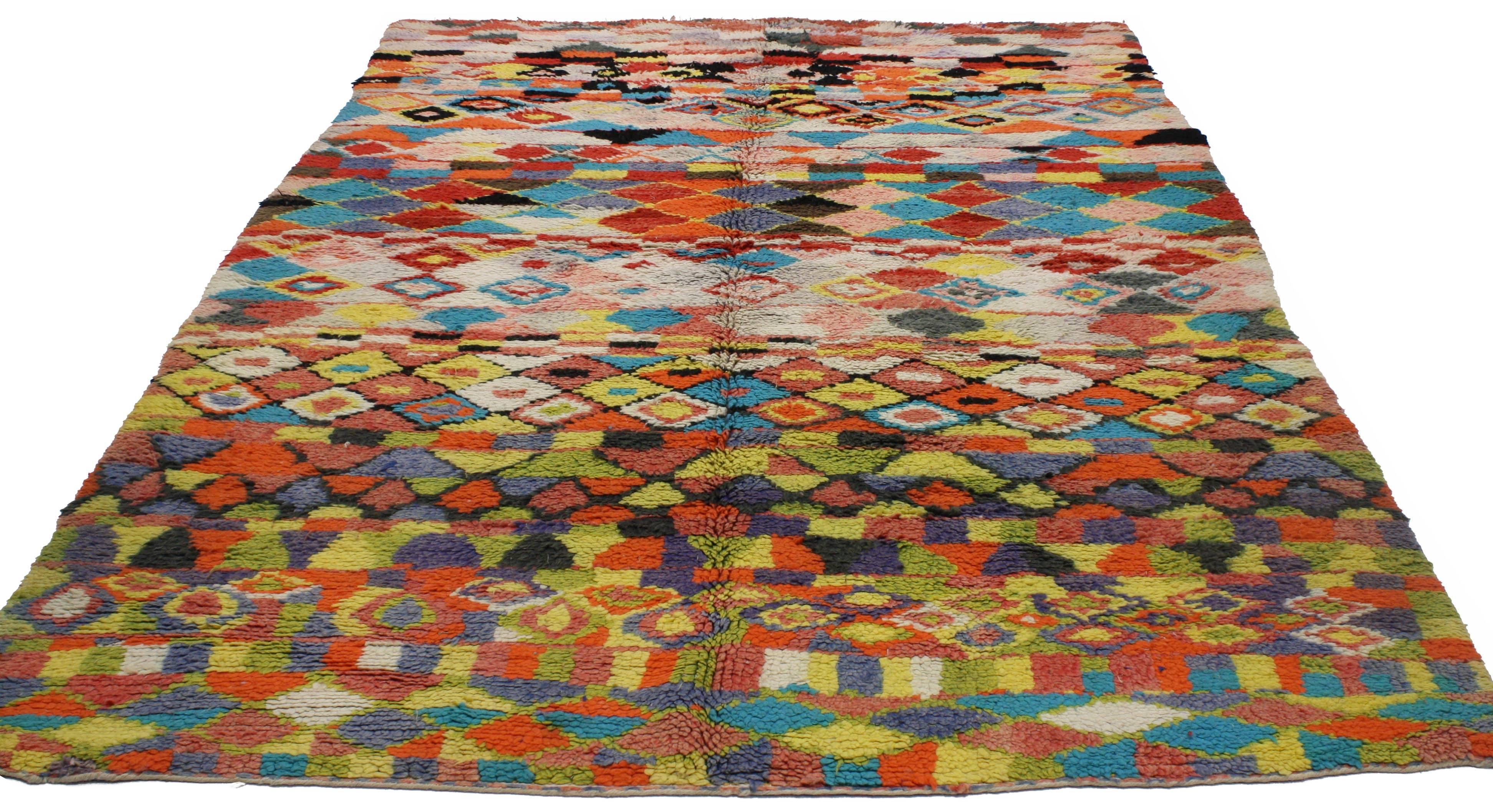 Wool Vintage Moroccan Rug with Contemporary Abstract Design, Berber Moroccan Rug