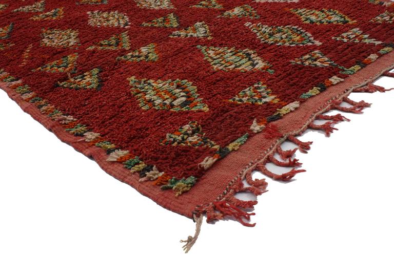 Berber Moroccan Carpet Runner with Tribal Design and MidCentury Modern