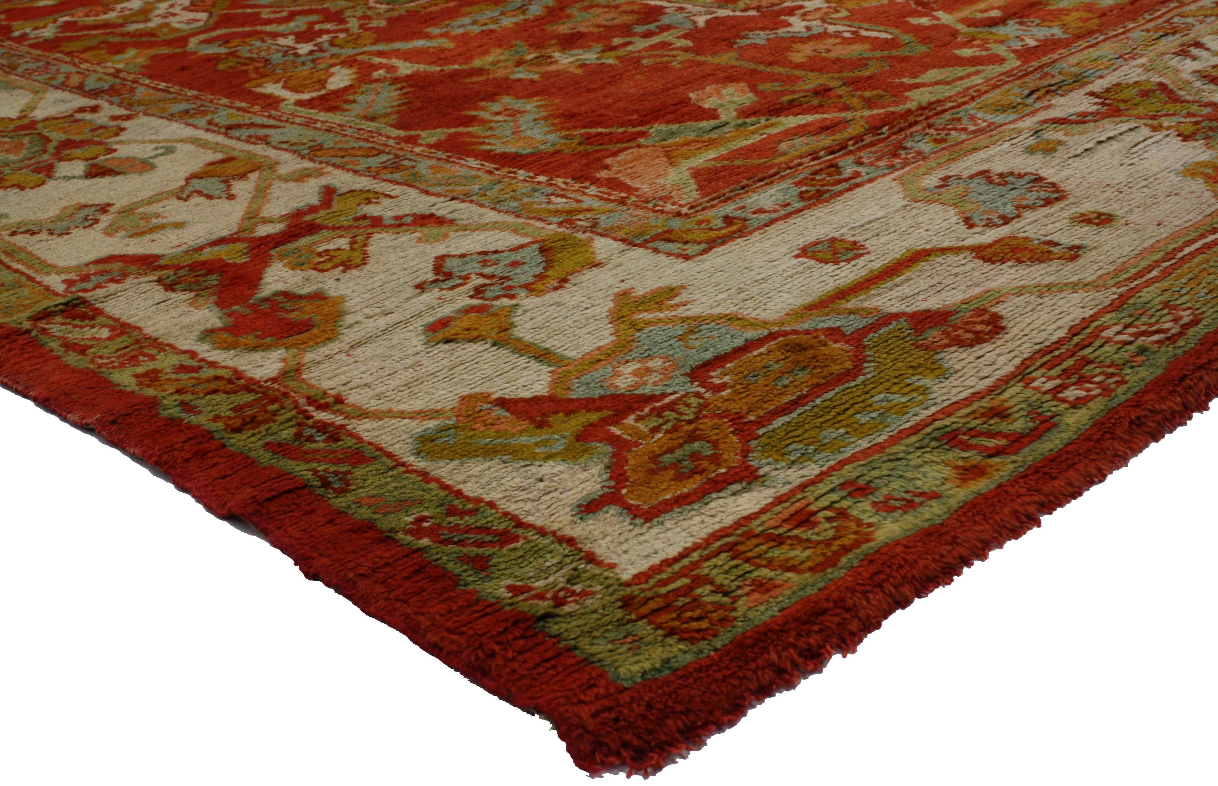 Asian Antique Turkish Oushak Rug with Traditional Modern Style For Sale