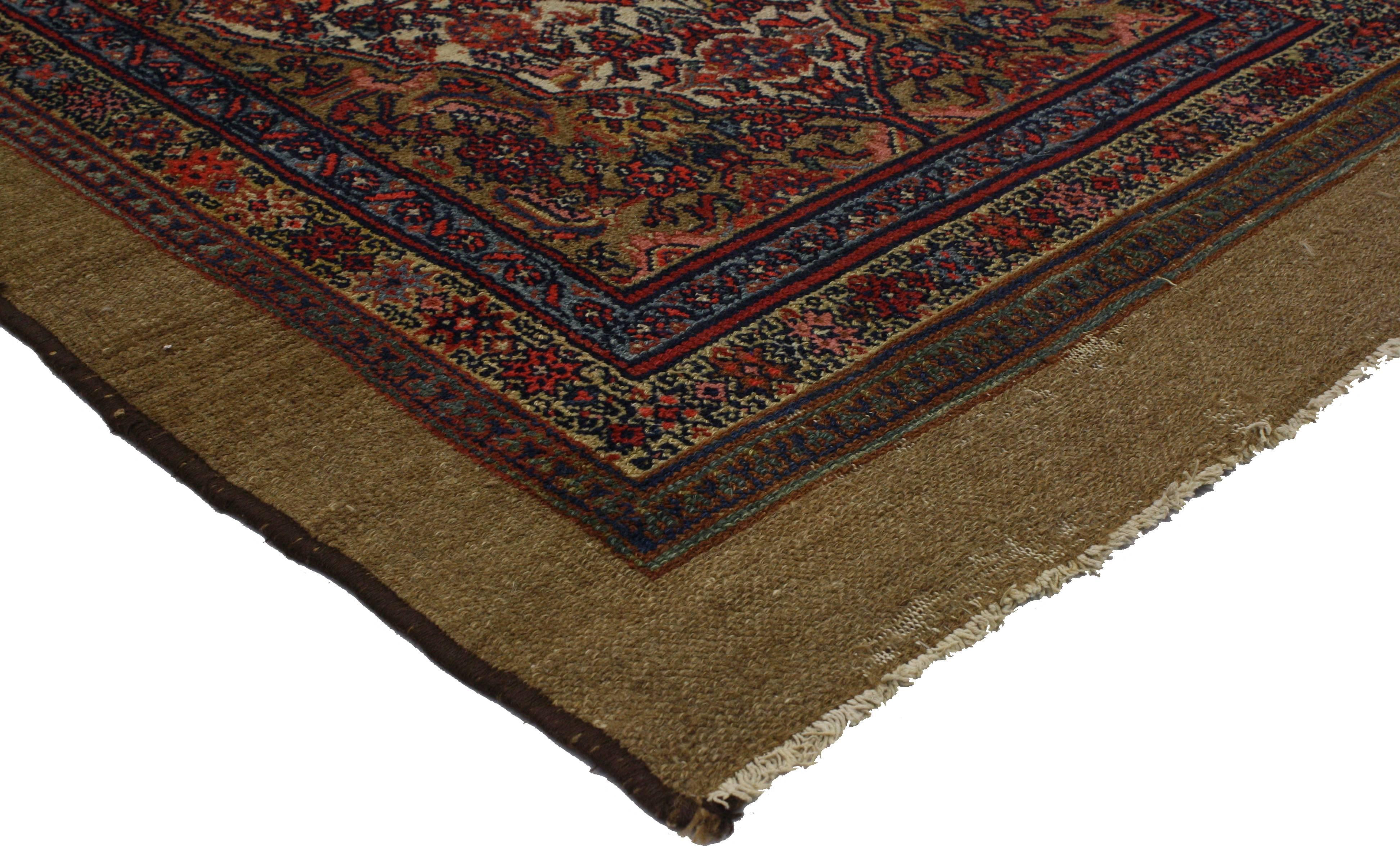 Antique Persian Malayer Rug with Camel Hair, Long Persian Runner For Sale 3