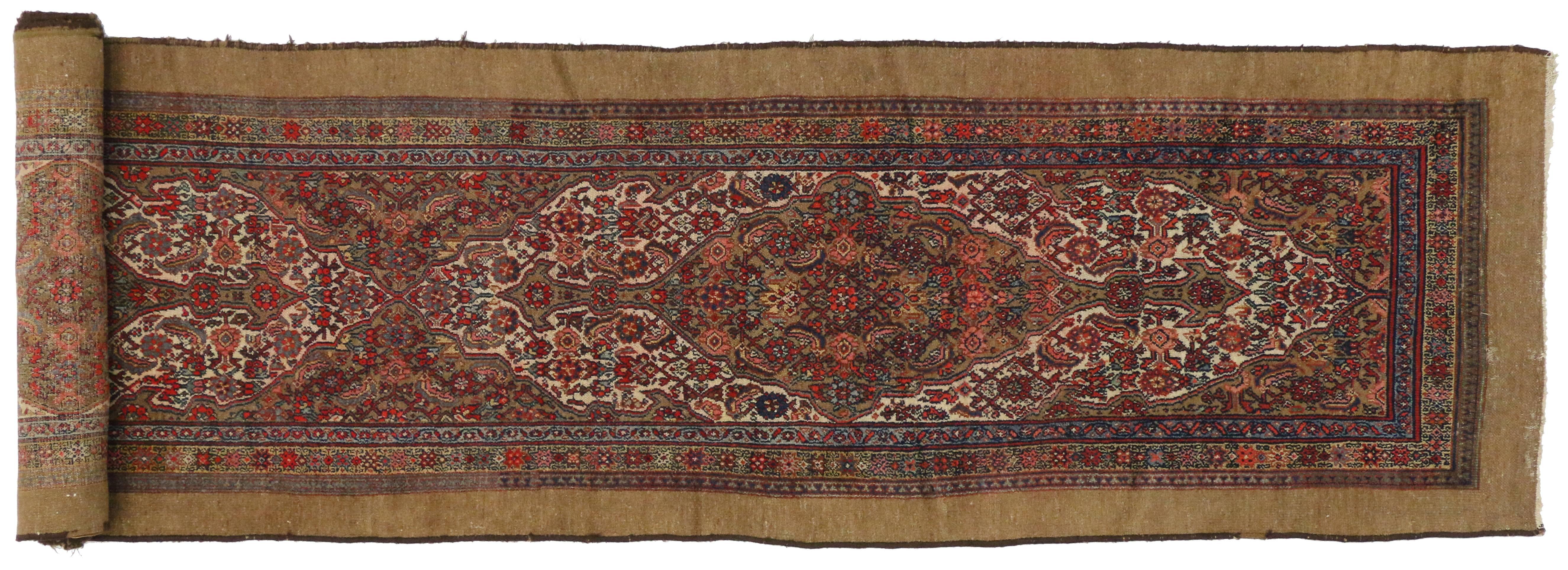 Antique Persian Malayer Rug with Camel Hair, Long Persian Runner For Sale 5